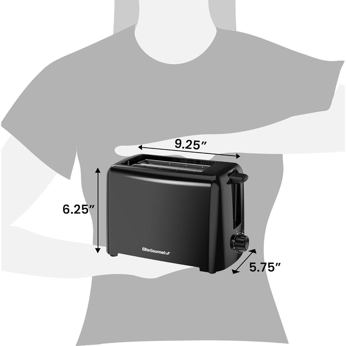 Tostadora Elite Gourmet ECT1027B 2 Rebanadas Negra 6 Niveles