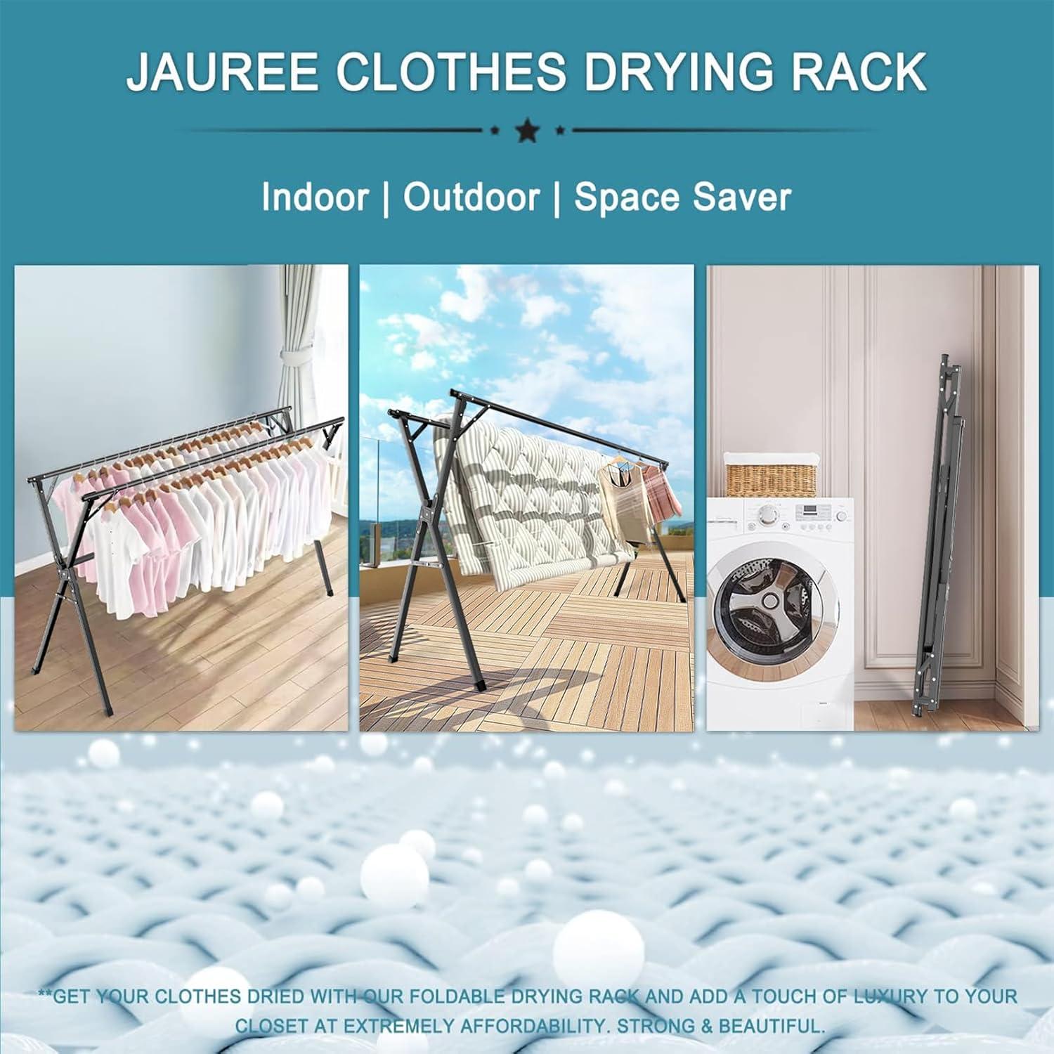 Perchero Plegable JAUREE 241 cm Acero Inoxidable Negro