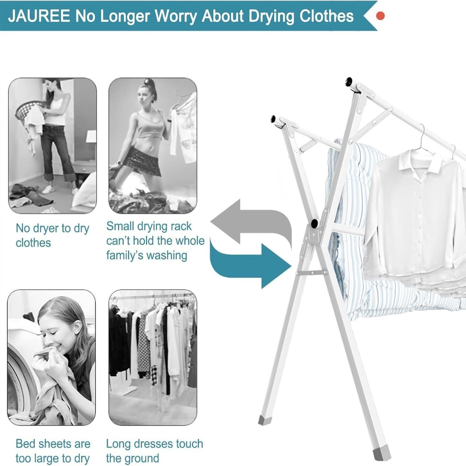 Perchero Plegable JAUREE 241 cm Acero Inoxidable Blanco