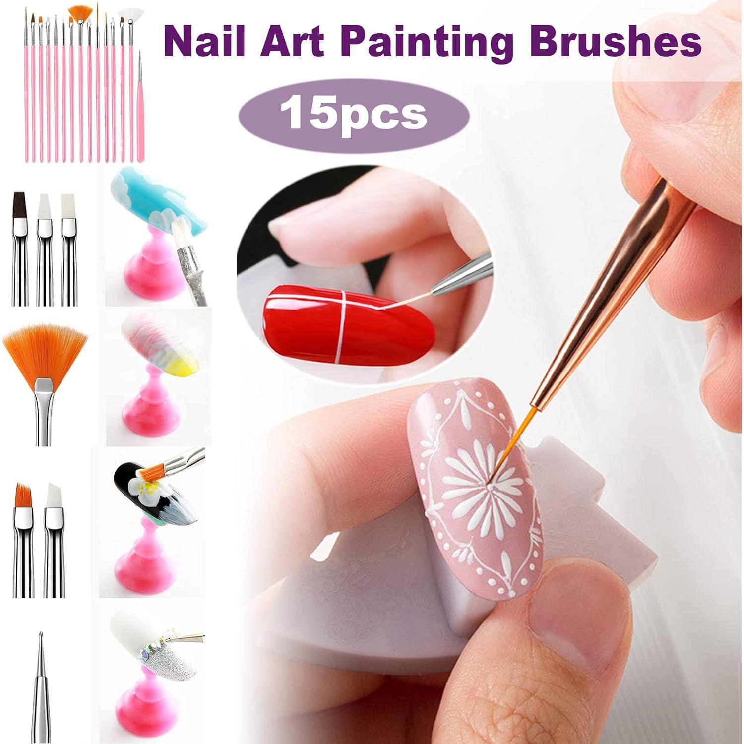 Kit de Pinceles y Estampador de Uñas KAYZON - 15 Piezas