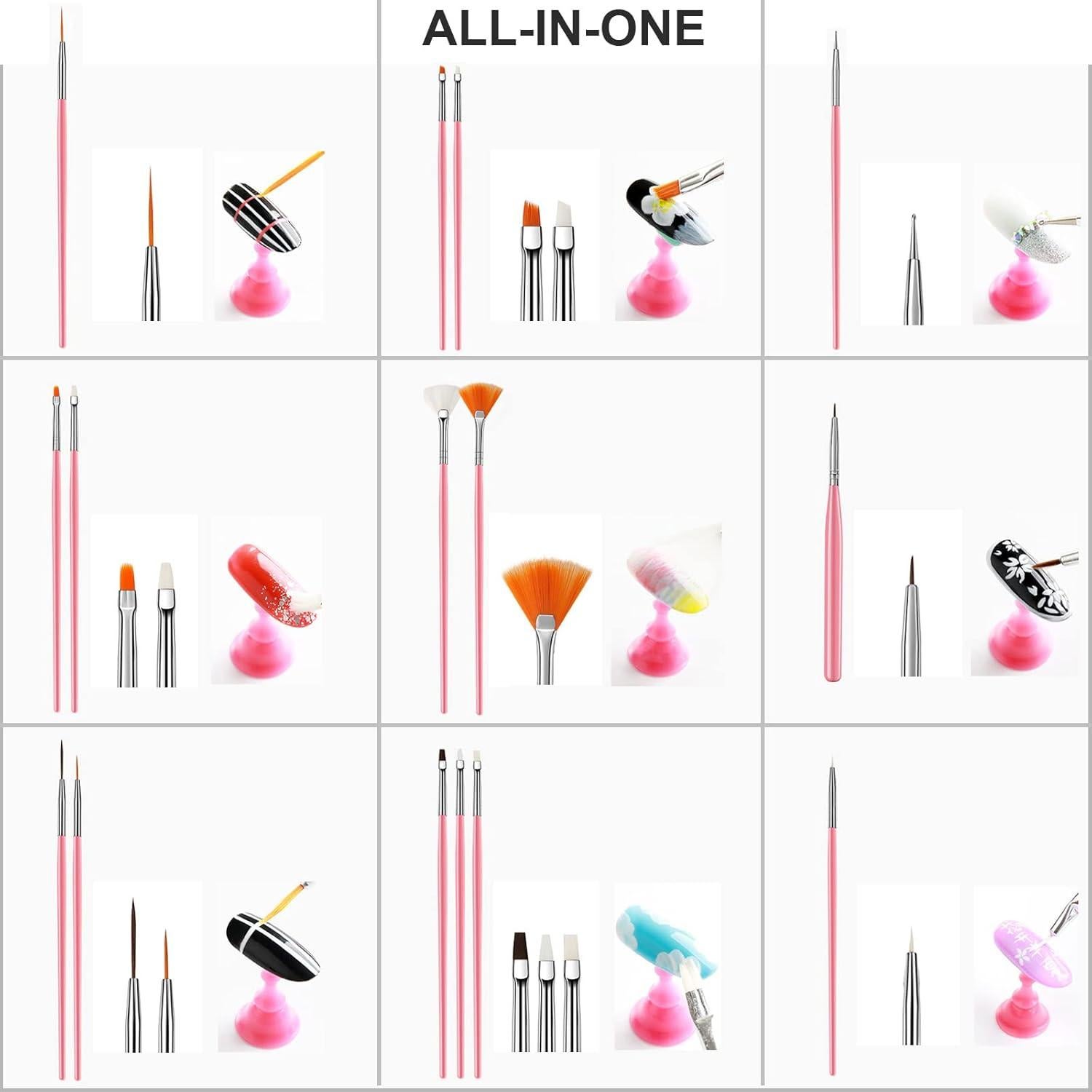 Kit de Pinceles y Estampador de Uñas KAYZON - 15 Piezas