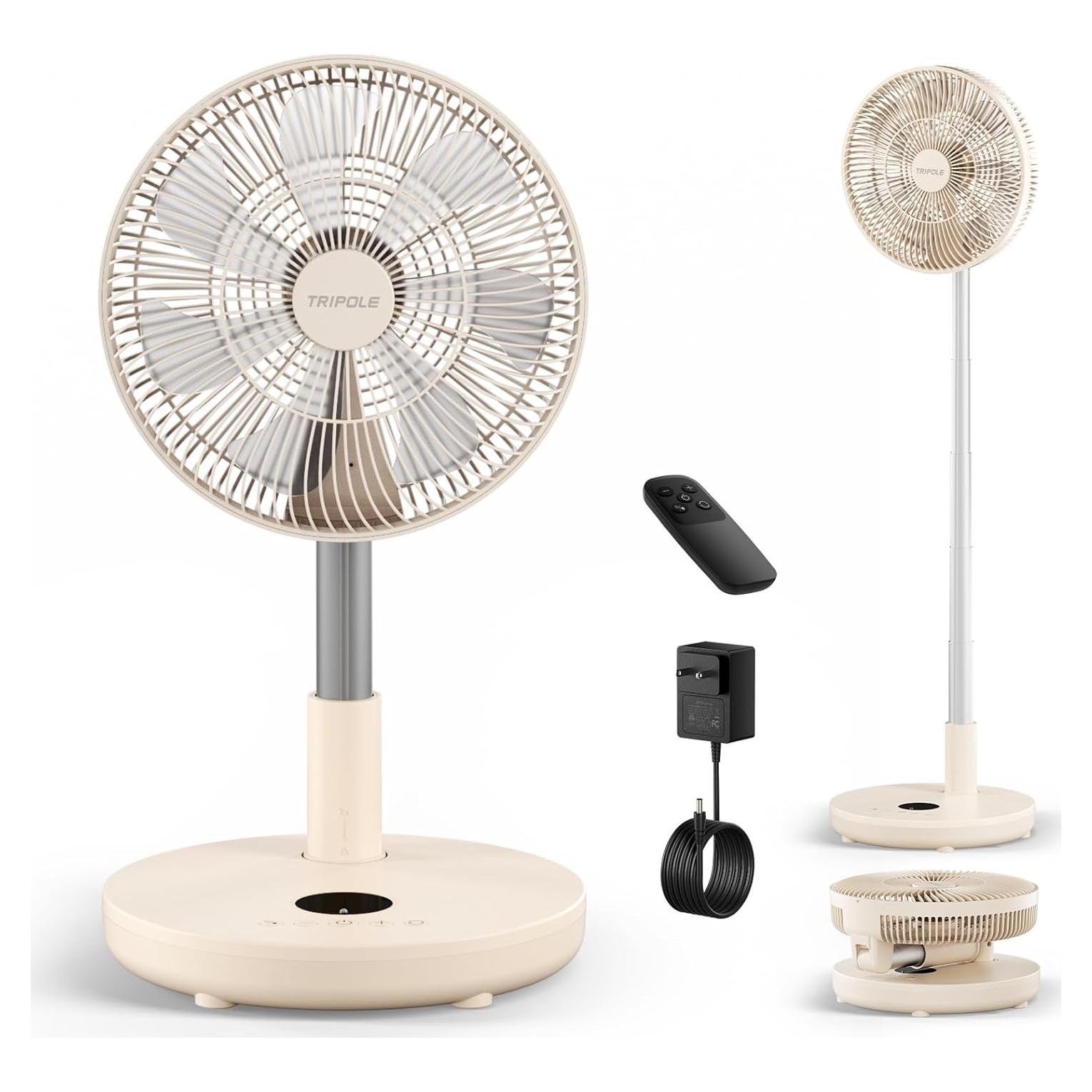 Ventilador de Pie Plegable TriPole KW12 30.48cm Recargable Beige