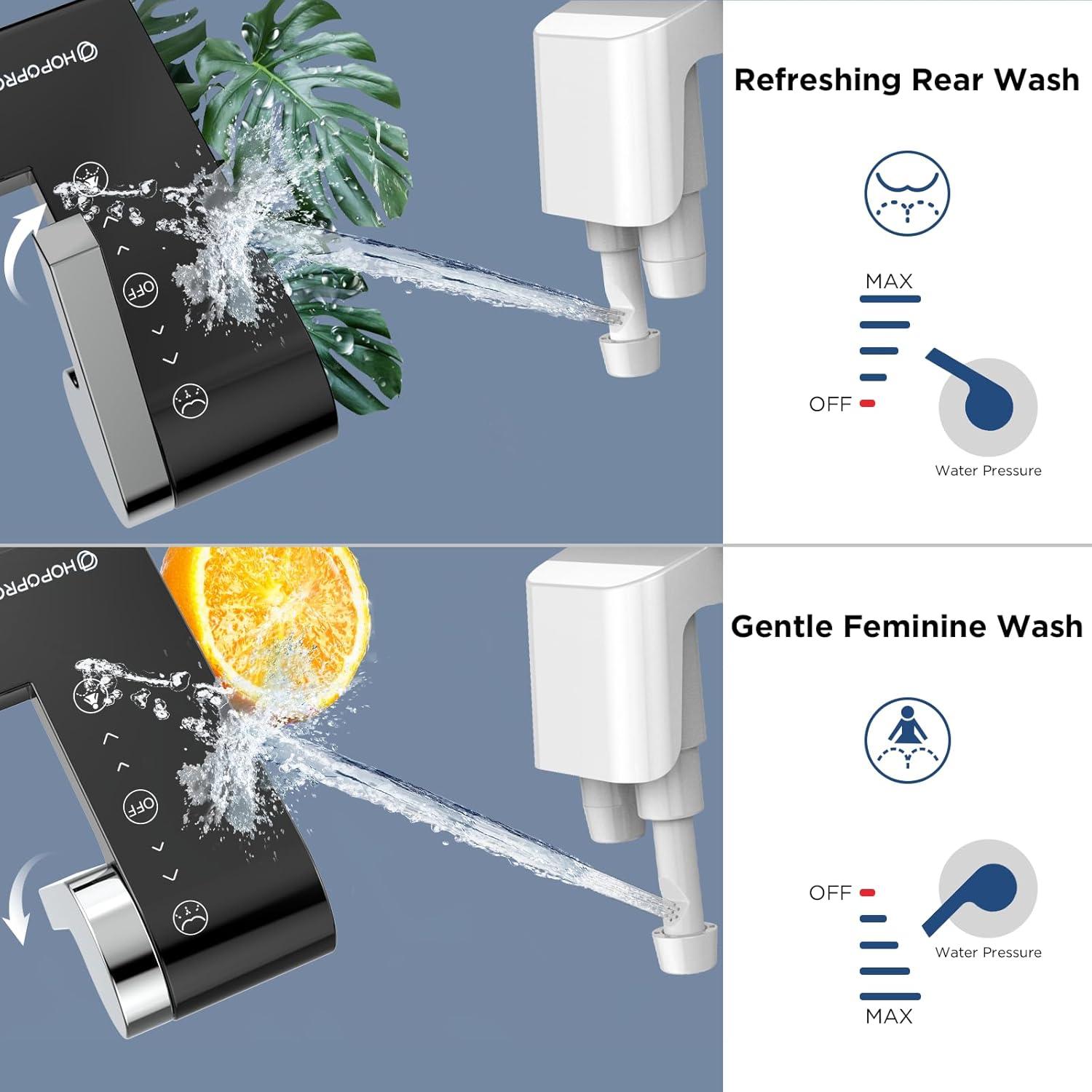 Bidet No Eléctrico HOPOPRO Doble Boquilla Ajustable Negro