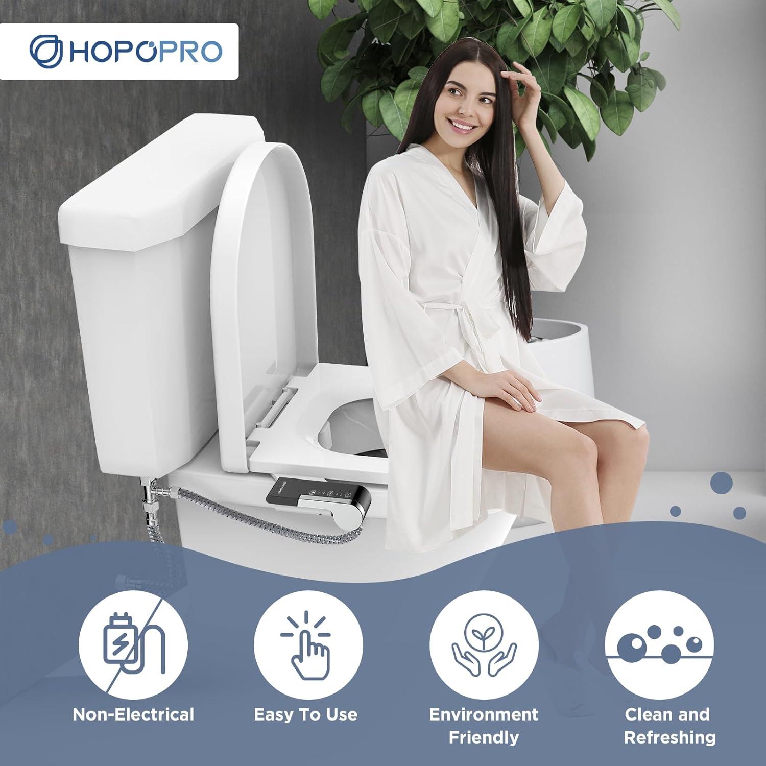 Bidet No Eléctrico HOPOPRO Doble Boquilla Ajustable Negro