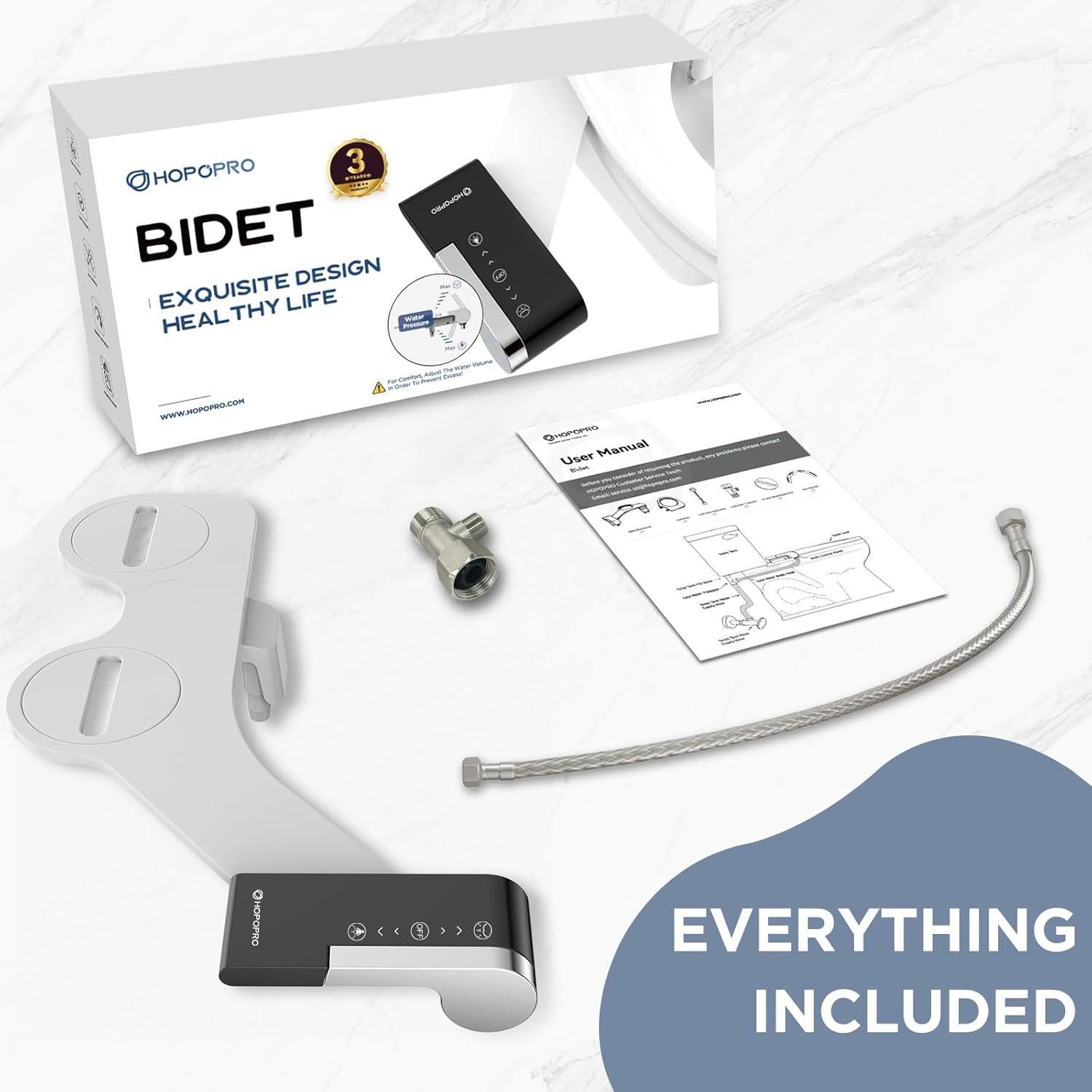 Bidet No Eléctrico HOPOPRO Doble Boquilla Ajustable Negro