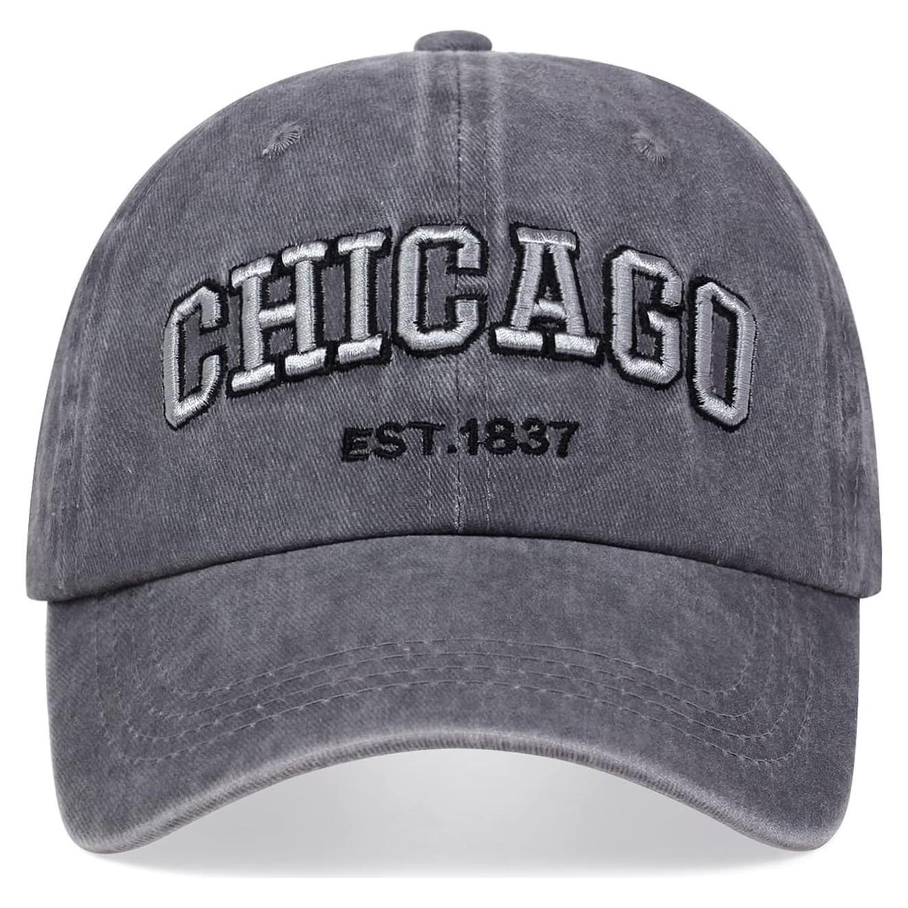 Gorra Vintage Chicago UMiCHOi Unisex Ajustable 3D Gris