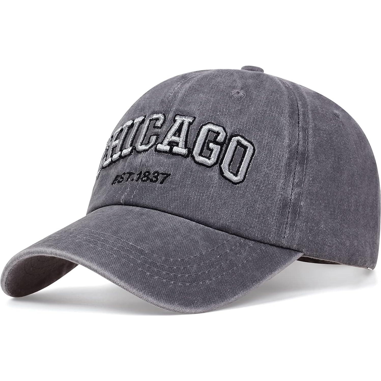 Gorra Vintage Chicago UMiCHOi Unisex Ajustable 3D Gris