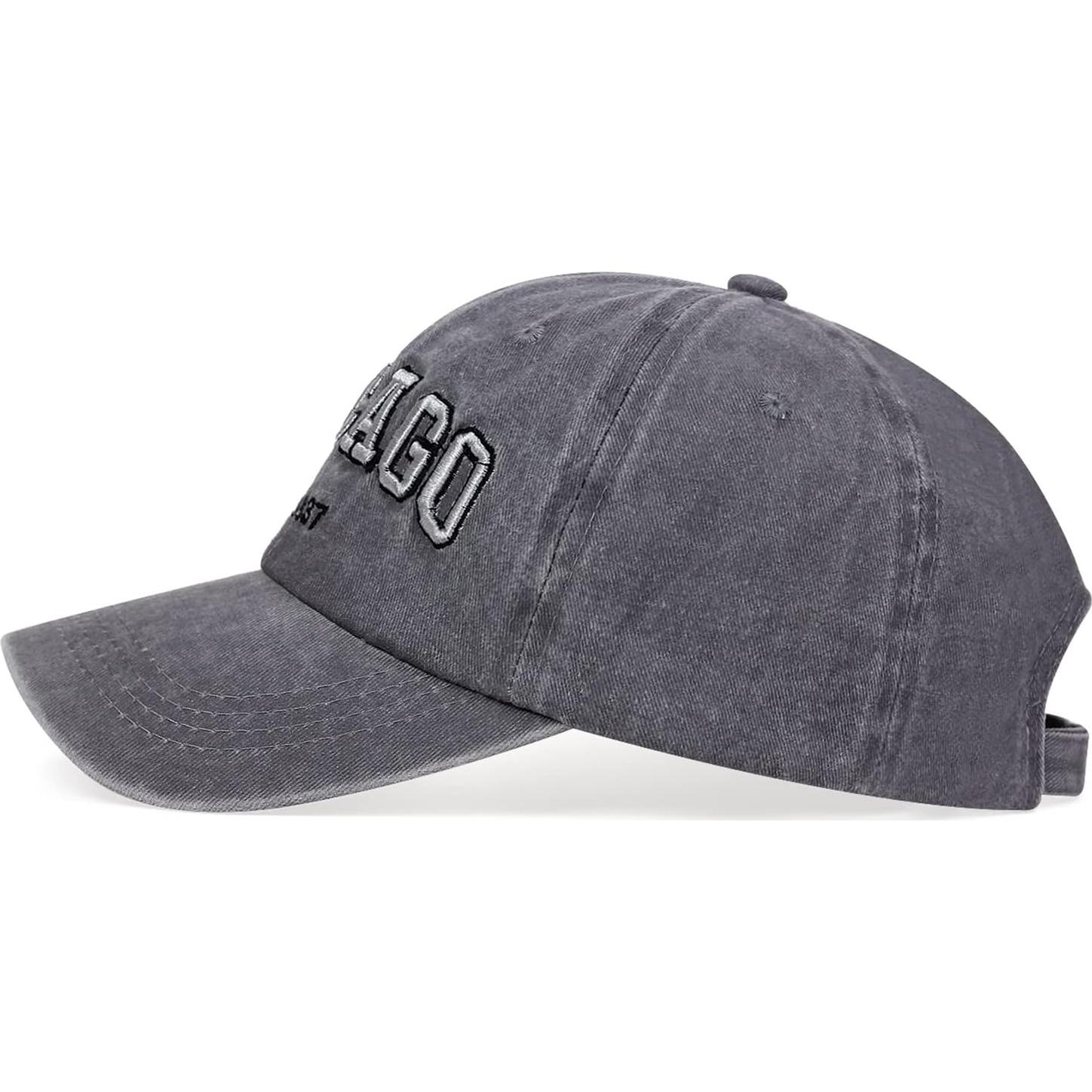 Gorra Vintage Chicago UMiCHOi Unisex Ajustable 3D Gris