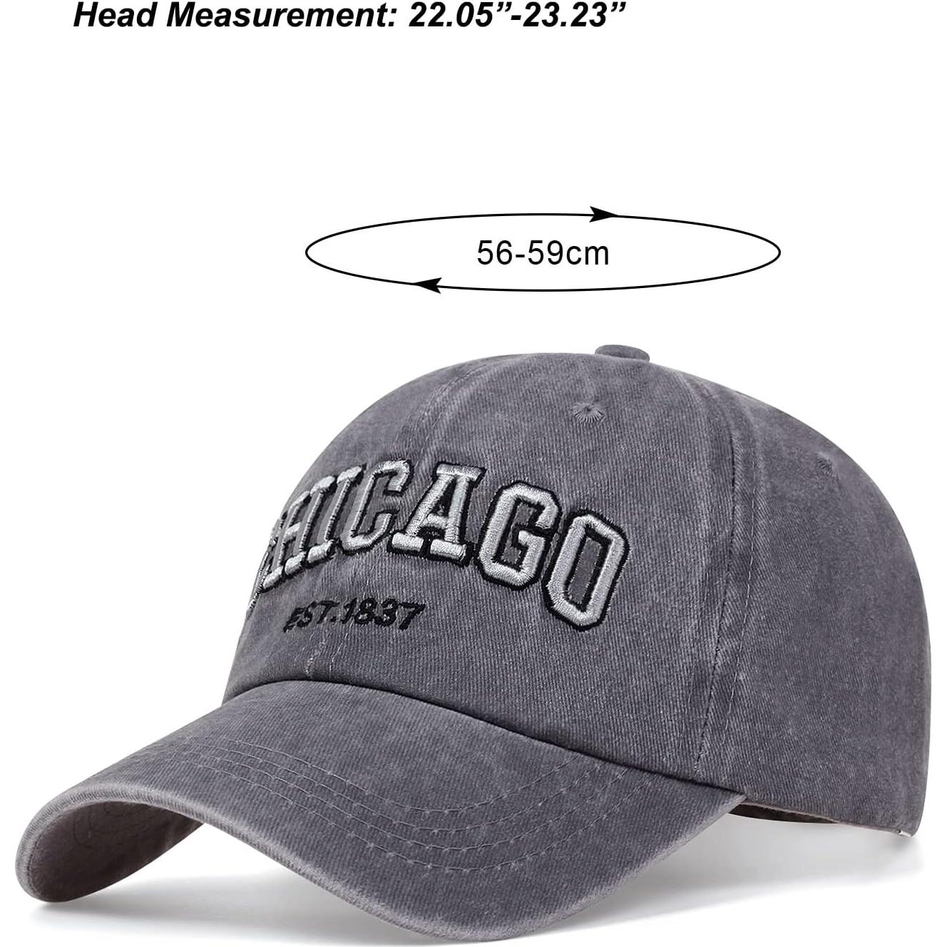 Gorra Vintage Chicago UMiCHOi Unisex Ajustable 3D Gris