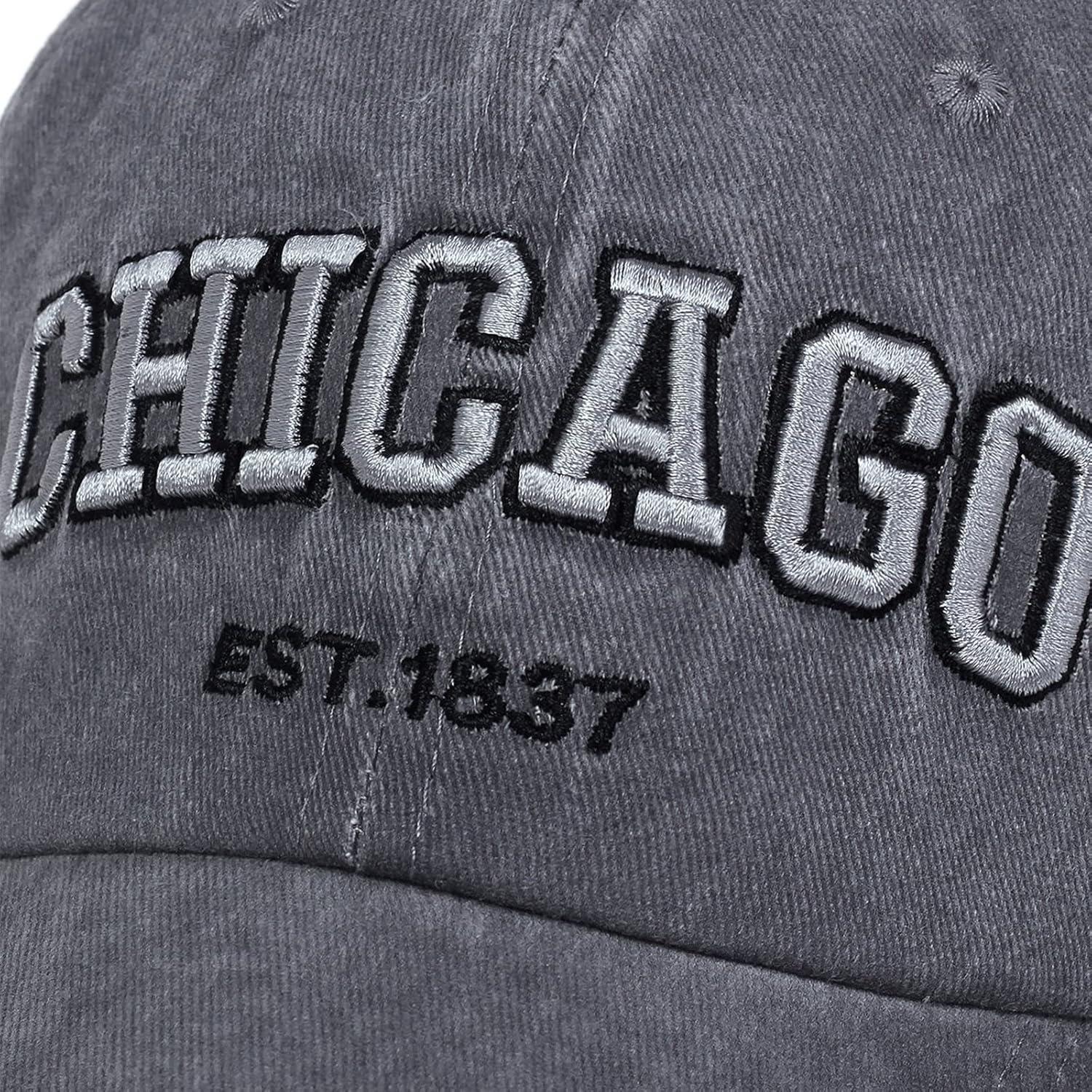 Gorra Vintage Chicago UMiCHOi Unisex Ajustable 3D Gris