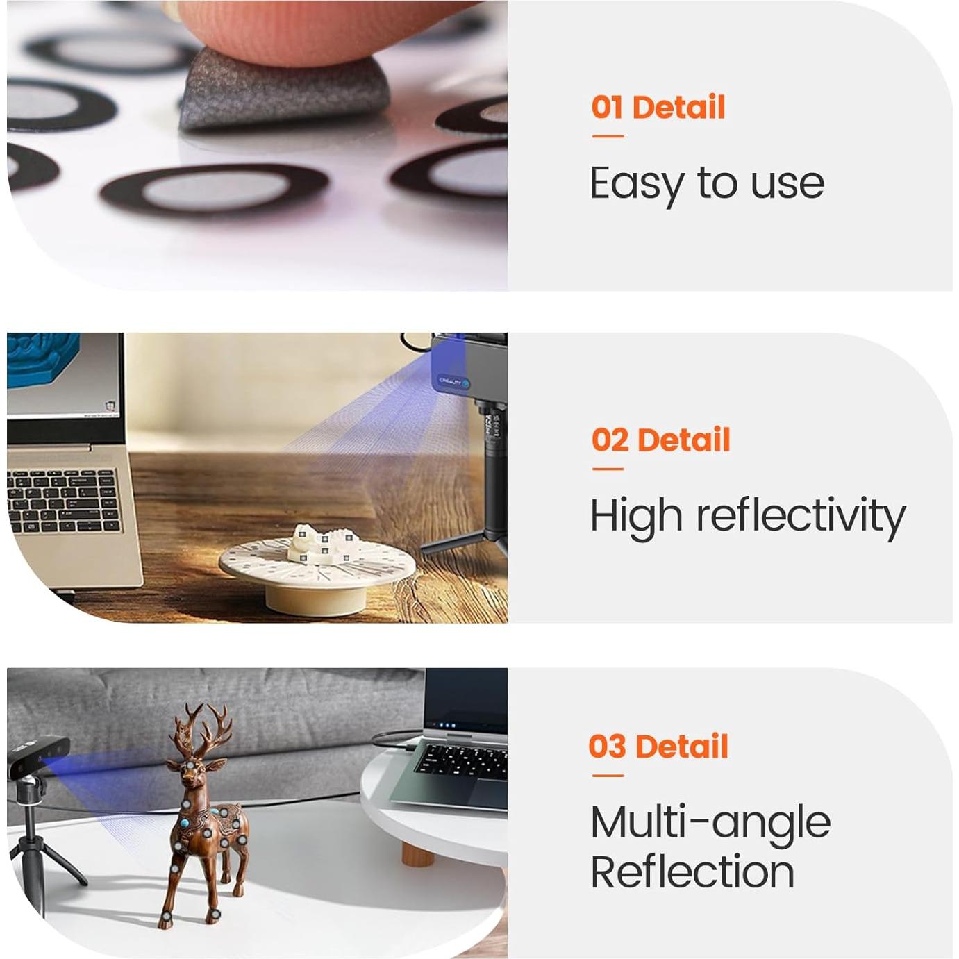 YOOPAI 3.0 mm 3D Scanning Markers for 3D Scanners, 3D Scanning Marker Dot Stickers, Diffuse Markers for 3D Scanners (5 Sheets of 500 dots)