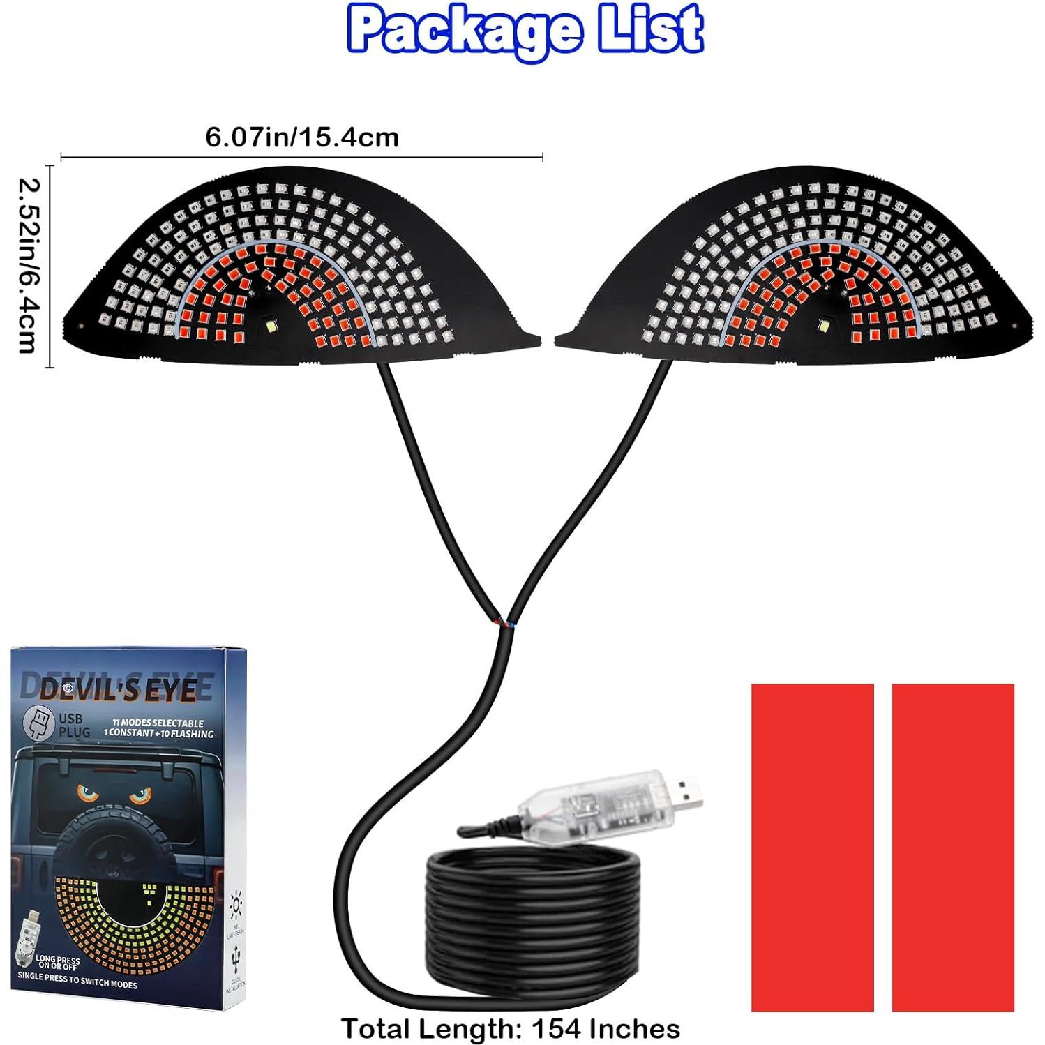 Luz LED Ojos del Diablo LECART para Autos USB Rojo y Azul