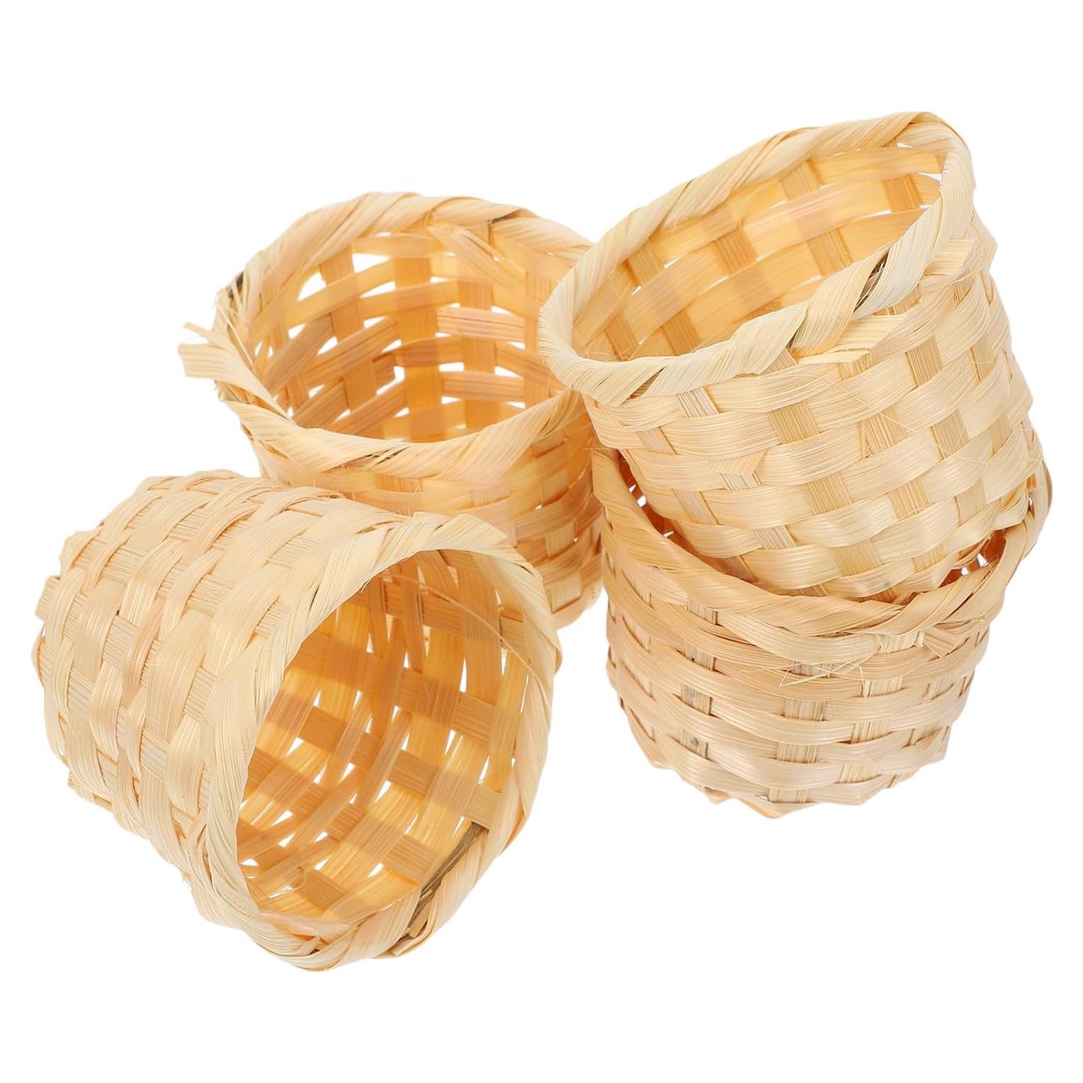 Kisangel 4 Canastas Mini Tejidas para Picnic y Decoración