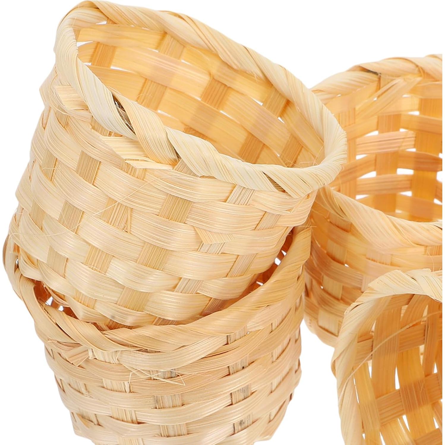 Kisangel 4 Canastas Mini Tejidas para Picnic y Decoración