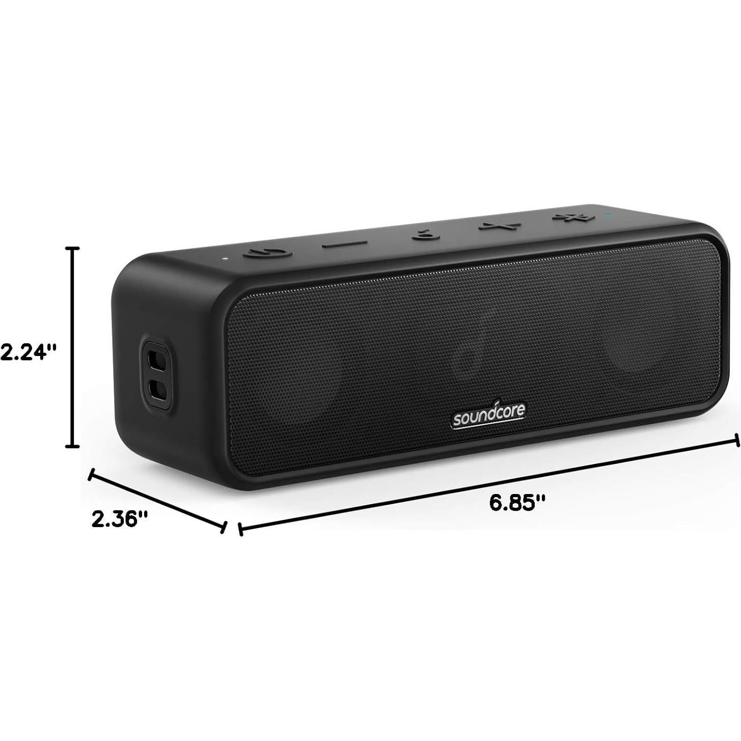 Soundcore 3 Bluetooth Speaker with Stereo Sound, Pure Titanium Diaphragm Drivers, PartyCast Technology, BassUp, 24H Playtime, IPX7 Waterproof, App for Custom EQs, Use at Home, Outdoors, Beach(Renewed)