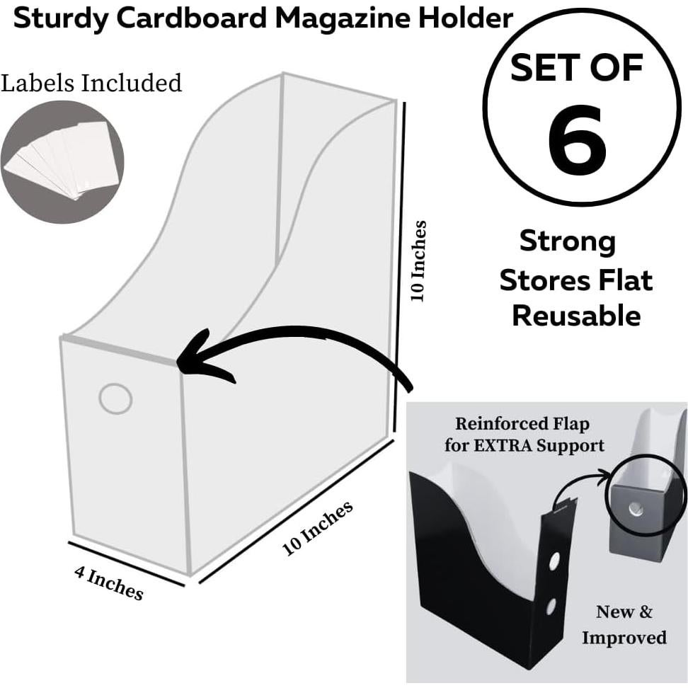 Soporte para Revistas Evelots - Juego de 6 - Cartón Resistente
