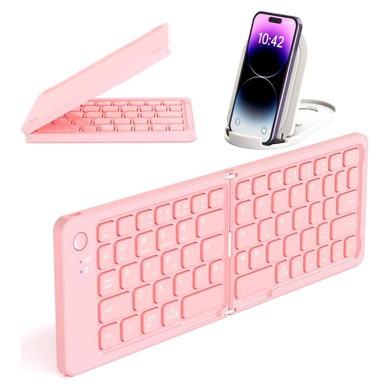 Teclado Inalámbrico COOFUN KB005 Plegable Bluetooth Rosa