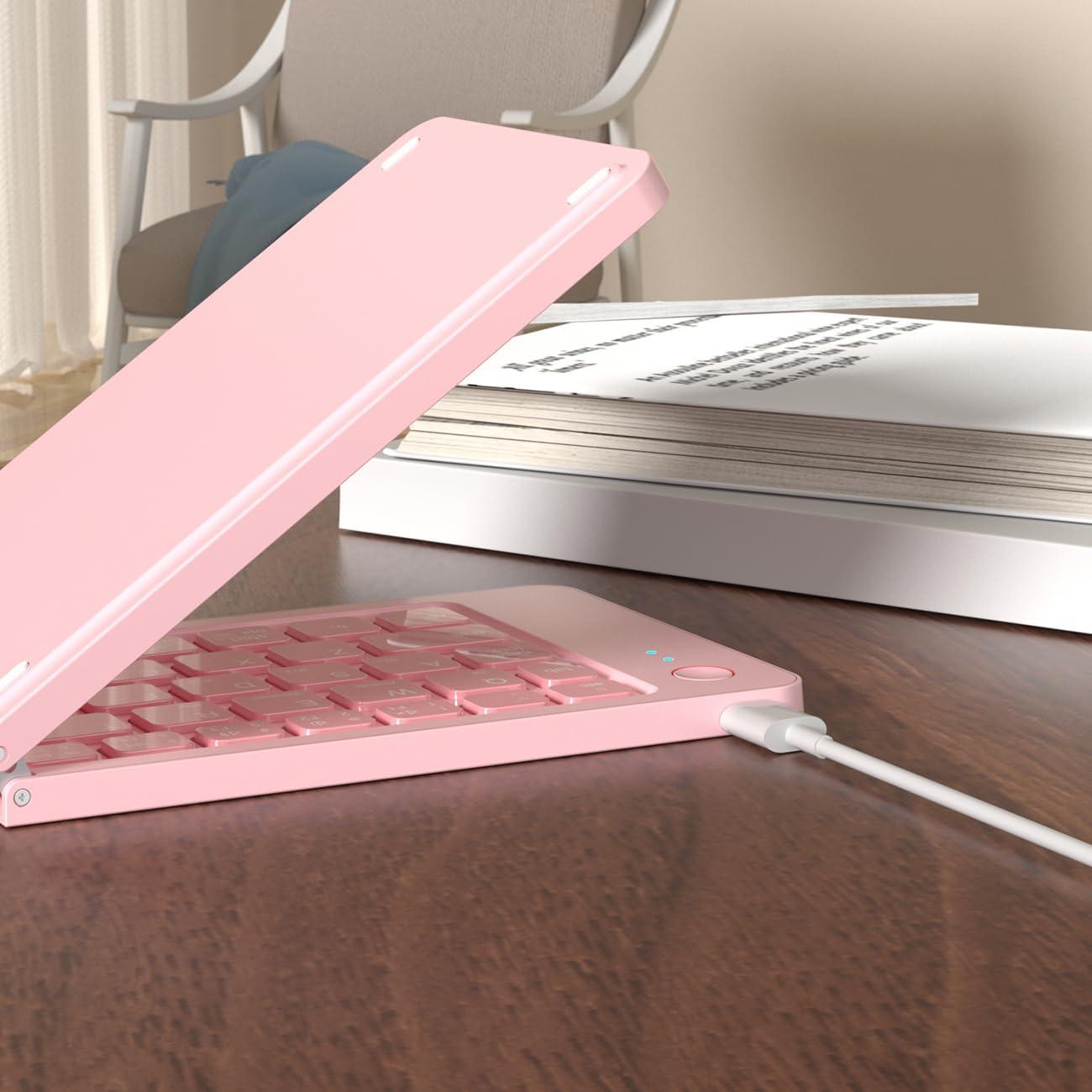 Teclado Inalámbrico COOFUN KB005 Plegable Bluetooth Rosa