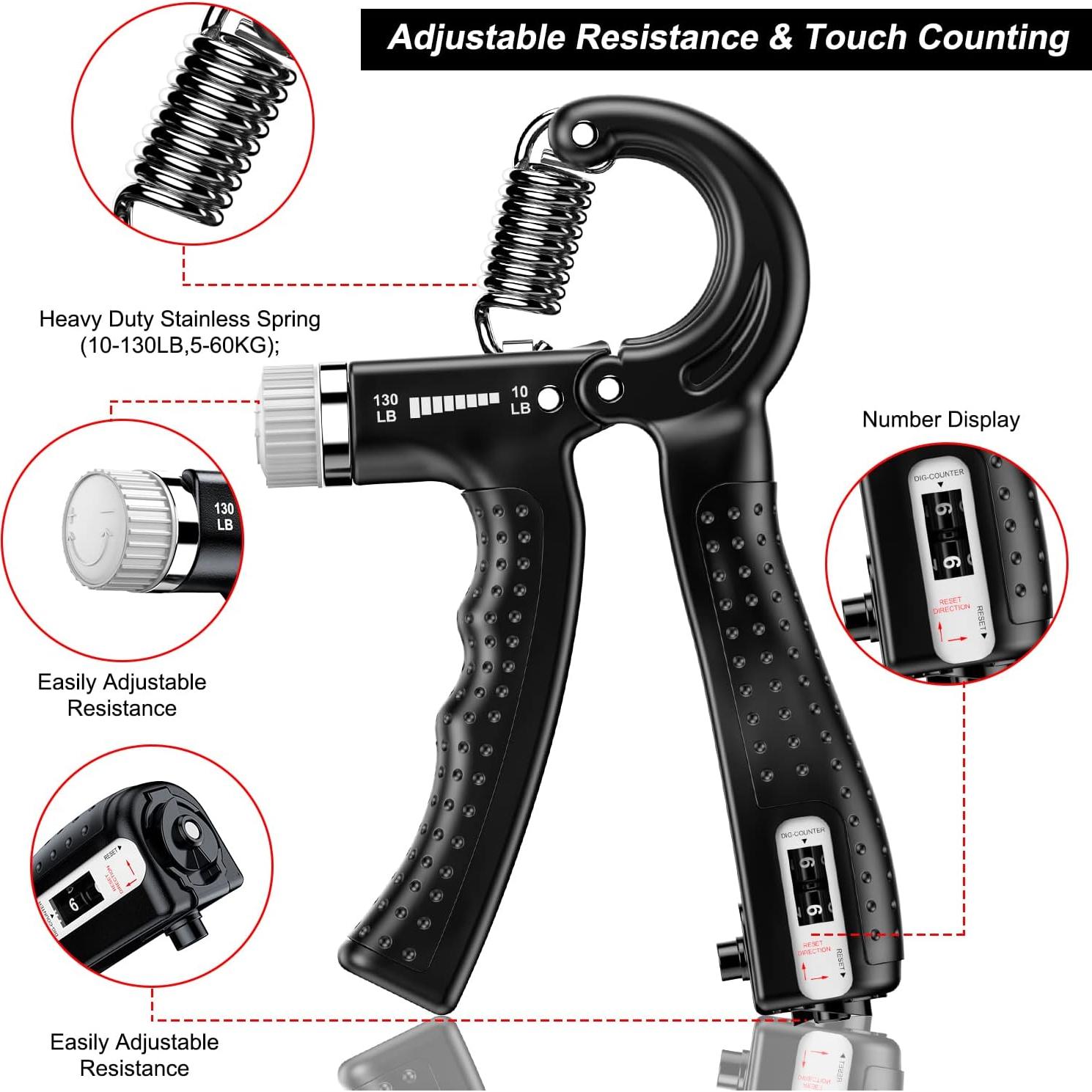 Fortalecedor de Agarre KDG P-01 2 Paquetes Ajustable 4.54-59 kg