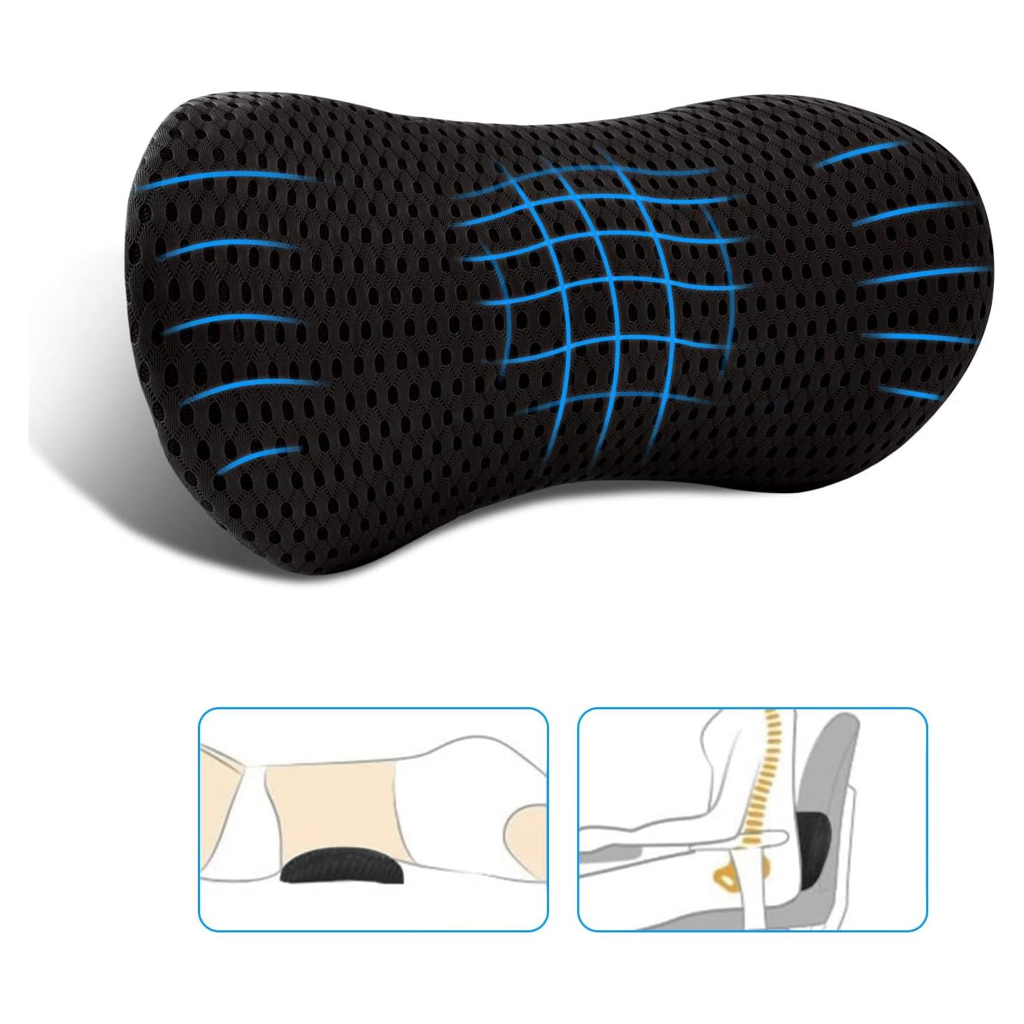 Cojín Lumbar FOUSUPDT Espuma Viscoelástica Negro 49.5x25.1cm