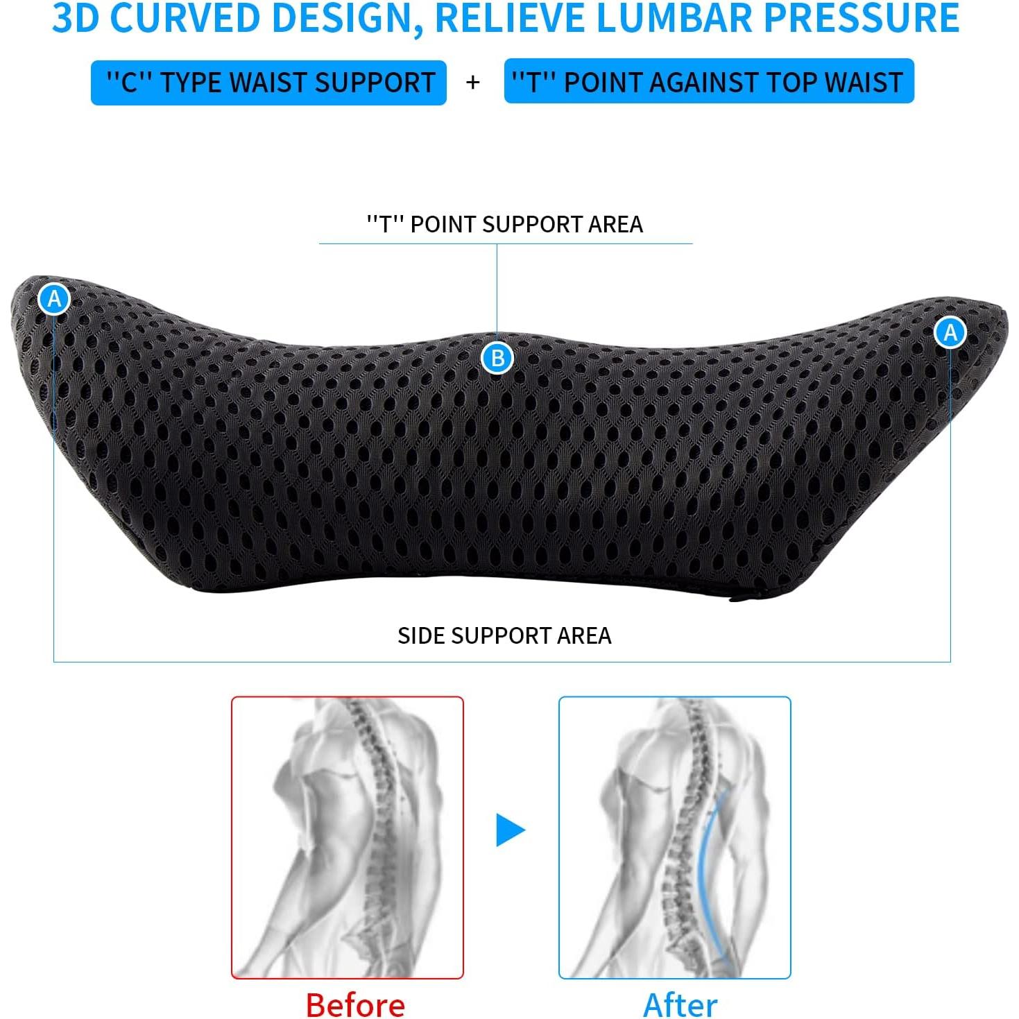 Cojín Lumbar FOUSUPDT Espuma Viscoelástica Negro 49.5x25.1cm