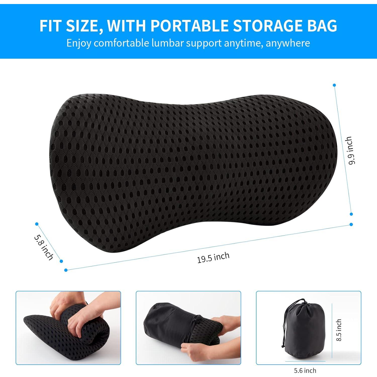 Cojín Lumbar FOUSUPDT Espuma Viscoelástica Negro 49.5x25.1cm