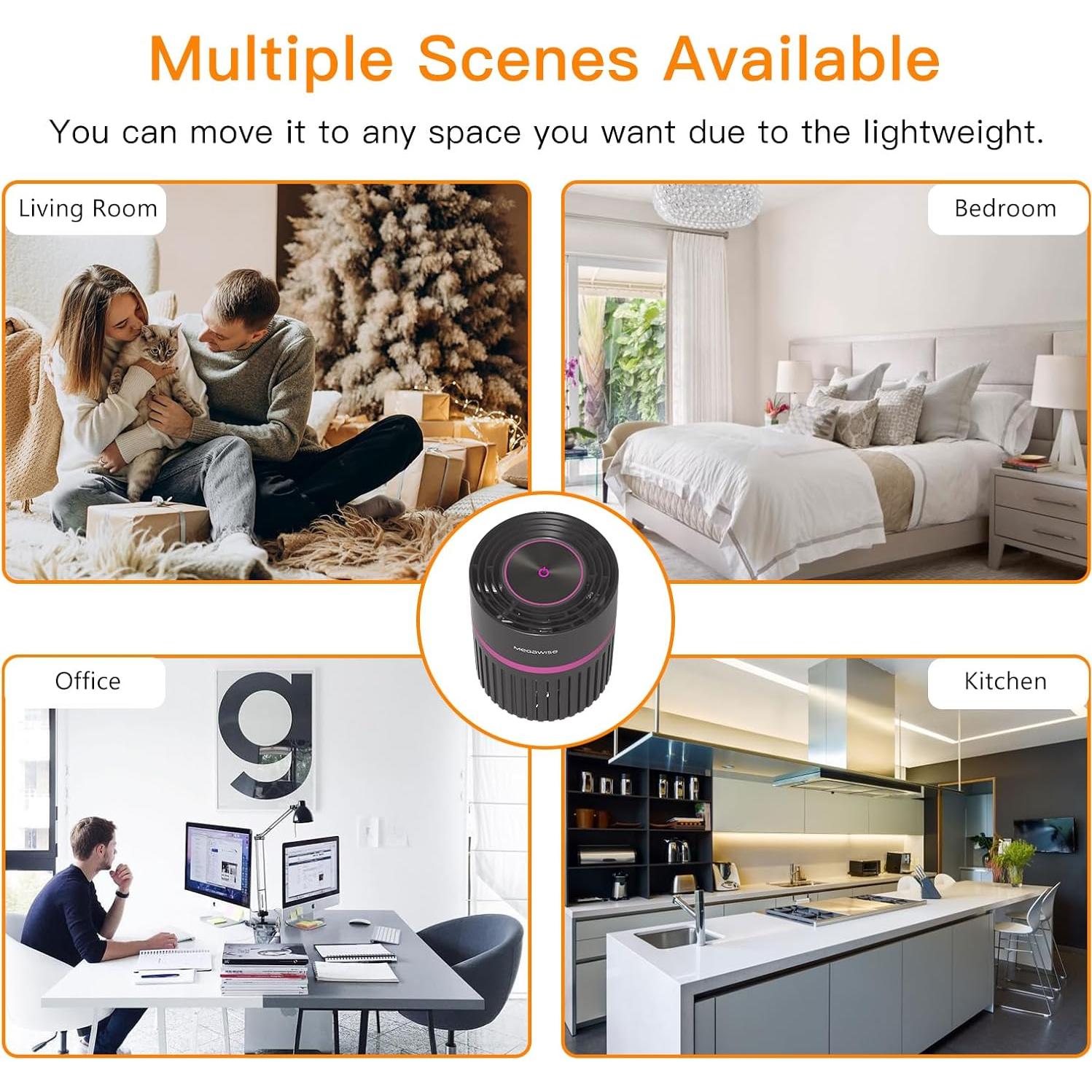 Purificador de Aire HEPA MEGAWISE 8W para Humo y Polvo