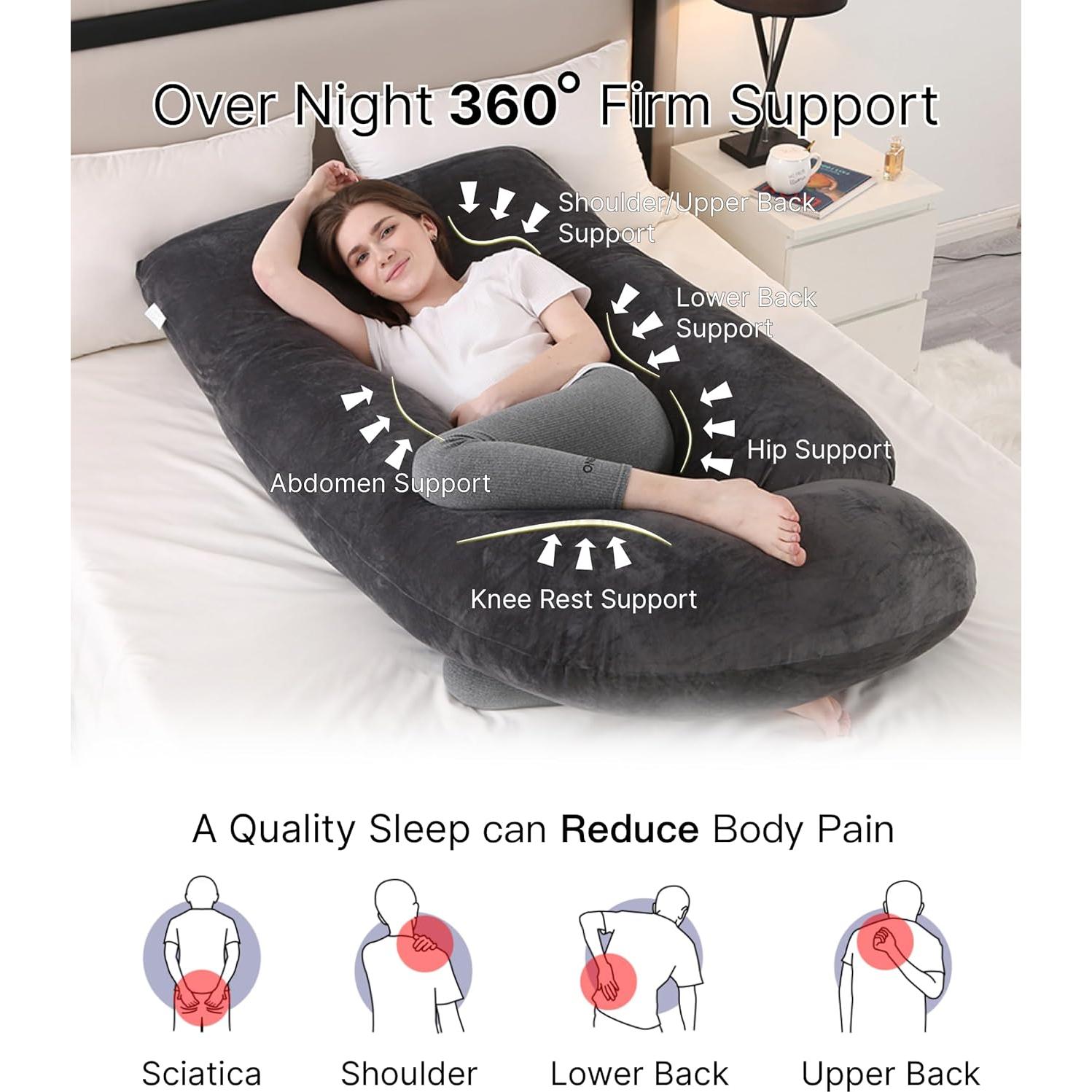 Almohada de Maternidad ALLOPERA Jshape 144.78 cm Terciopelo