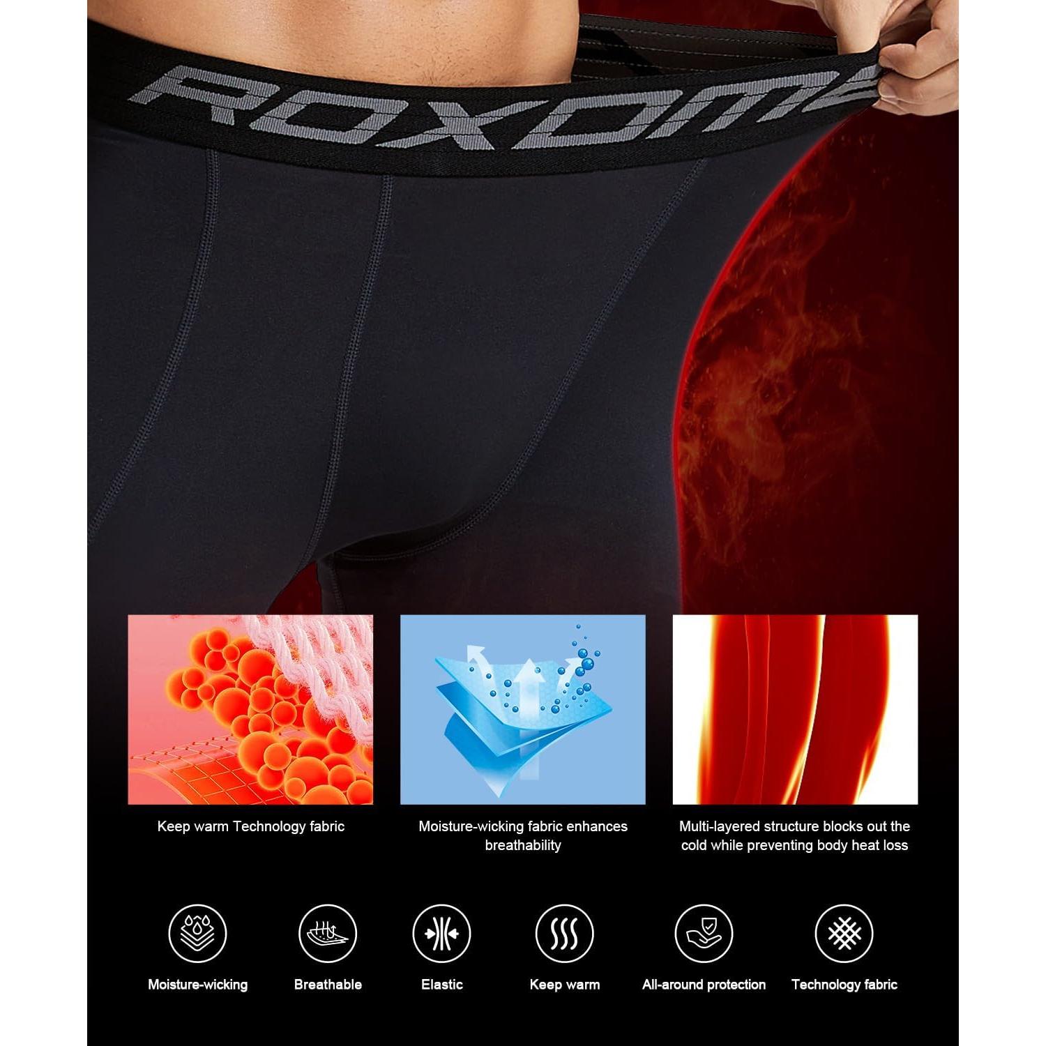 Pantalones Térmicos de Compresión Roxdme para Hombre - Forro Polar