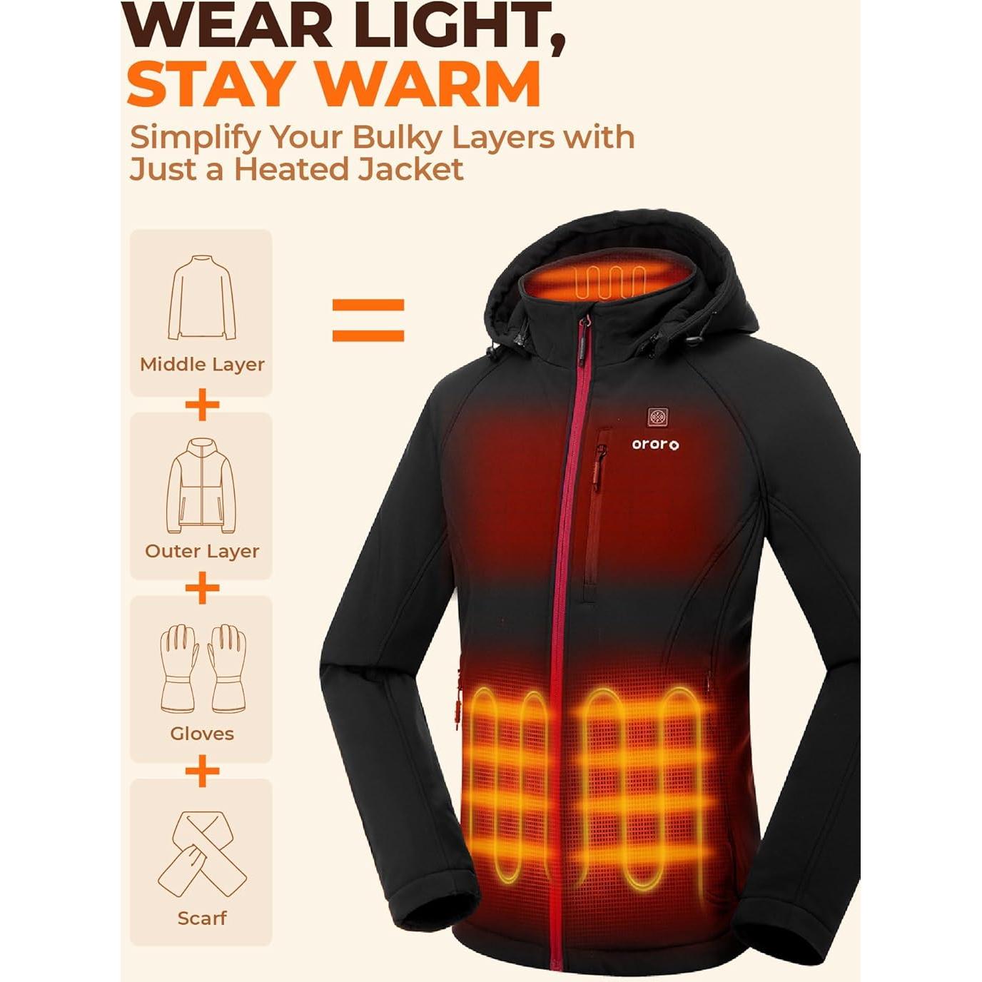 Chaqueta Térmica ORORO para Mujeres con 4 Zonas de Calor