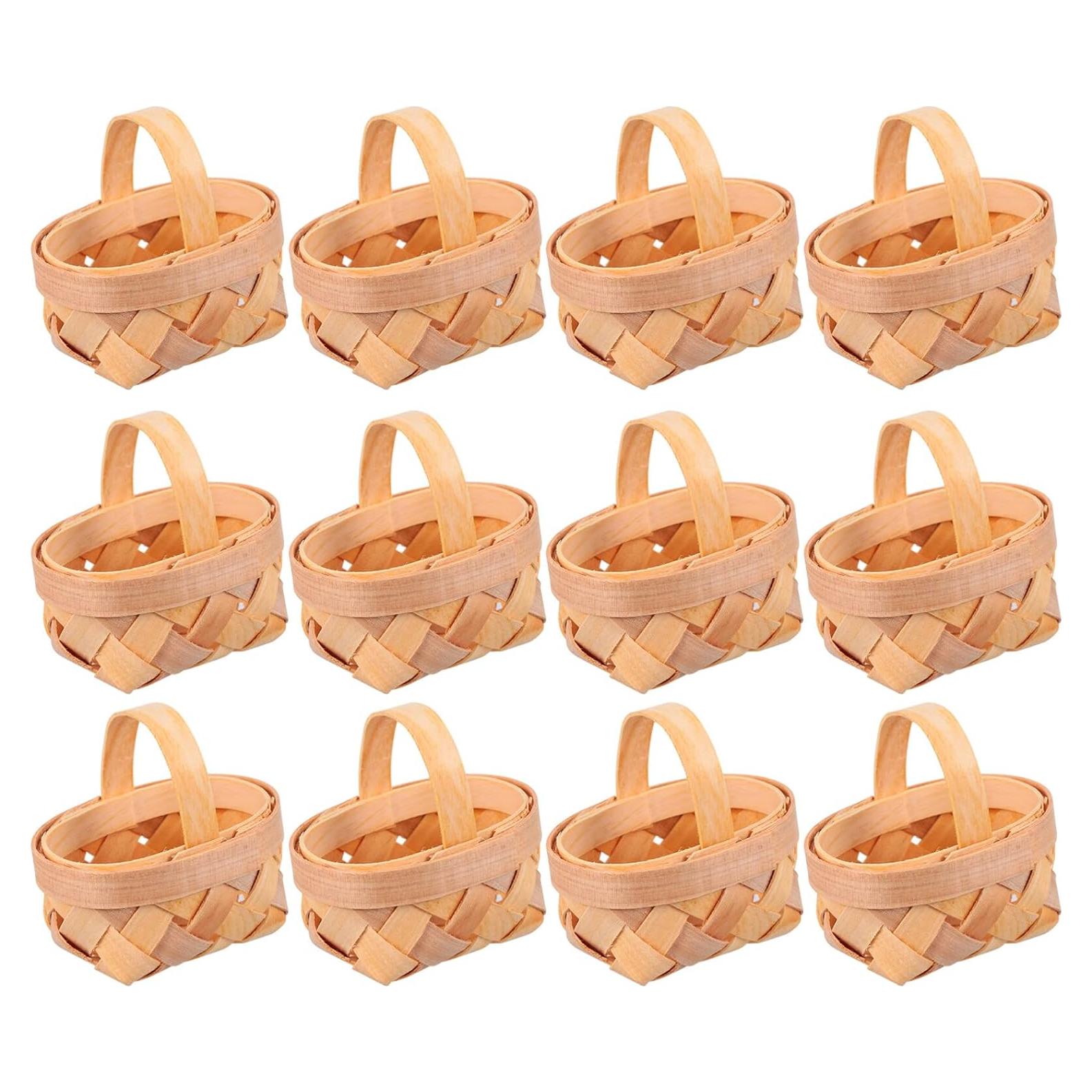 Cestas Tejidas MAGICLULU 12Pcs Madera 6x6x6cm Decoración