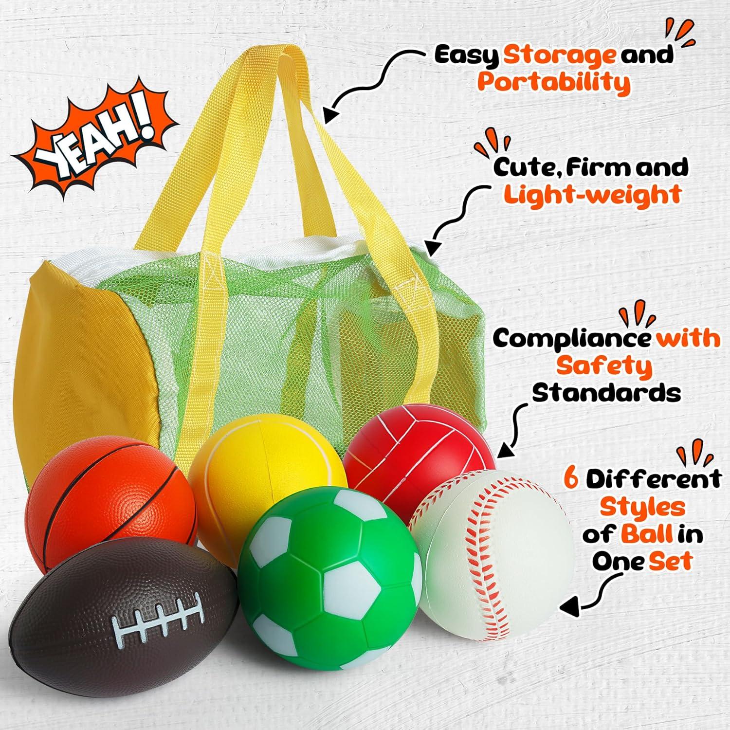 Set de Mini Pelotas Deportivas Billeeit para Niños 6 Piezas