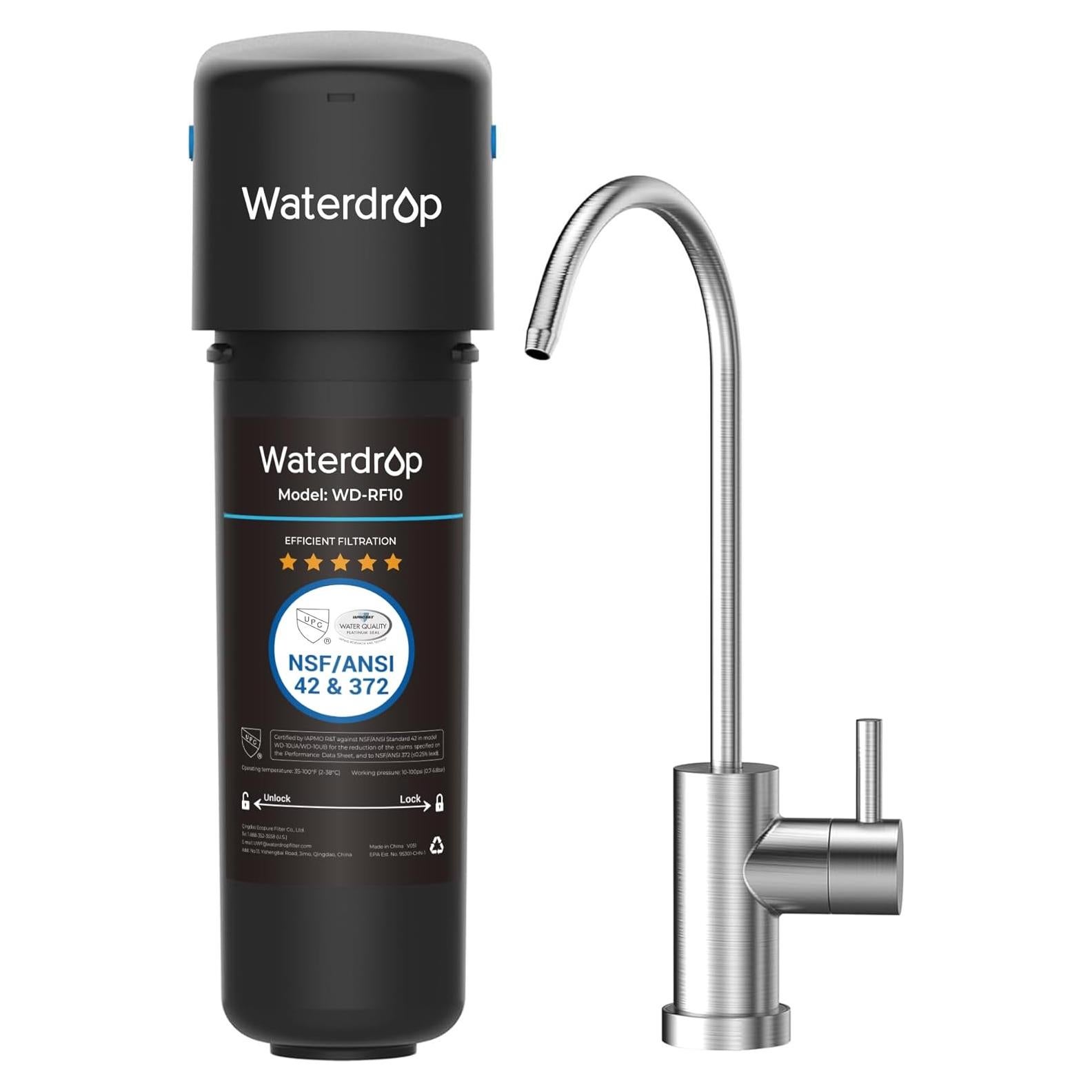 Filtro de agua bajo fregadero Waterdrop WD-10UB, reduce PFAS y plomo