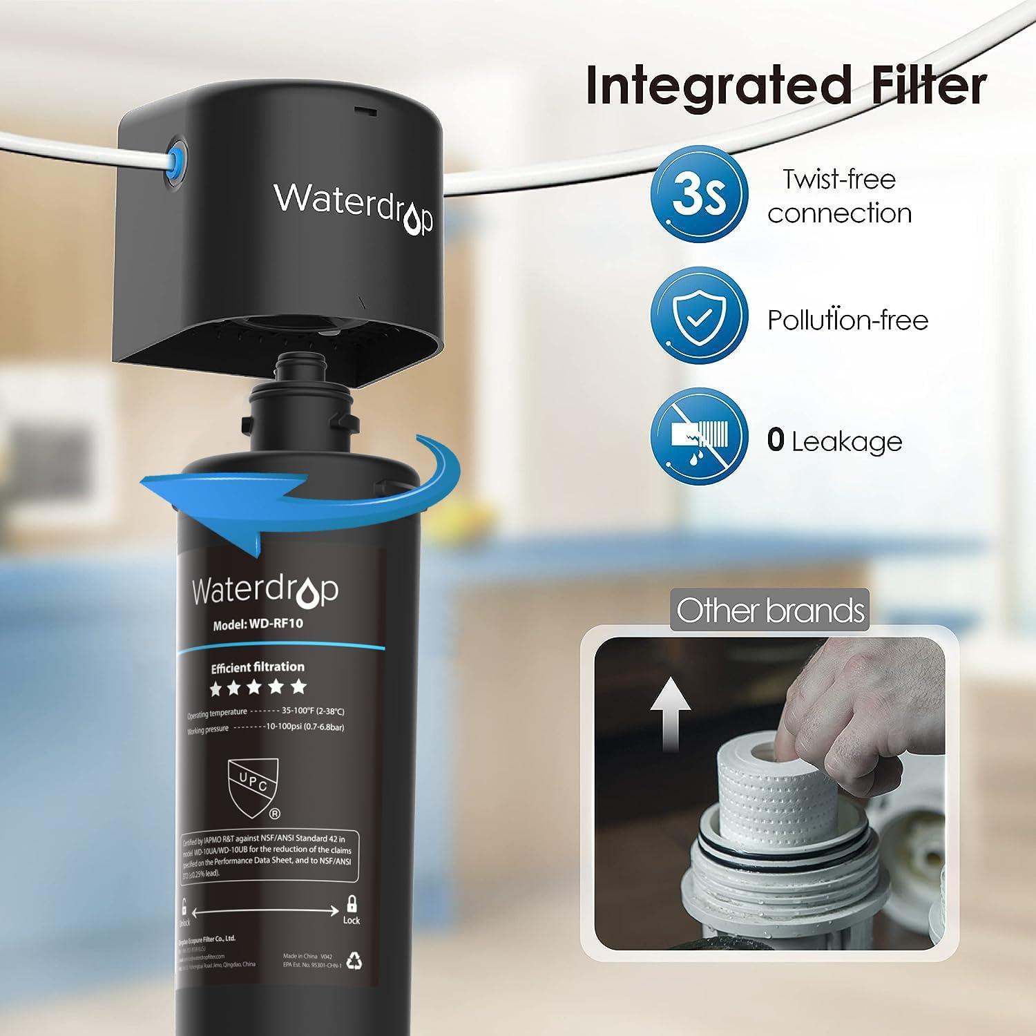 Filtro de agua bajo fregadero Waterdrop WD-10UB, reduce PFAS y plomo