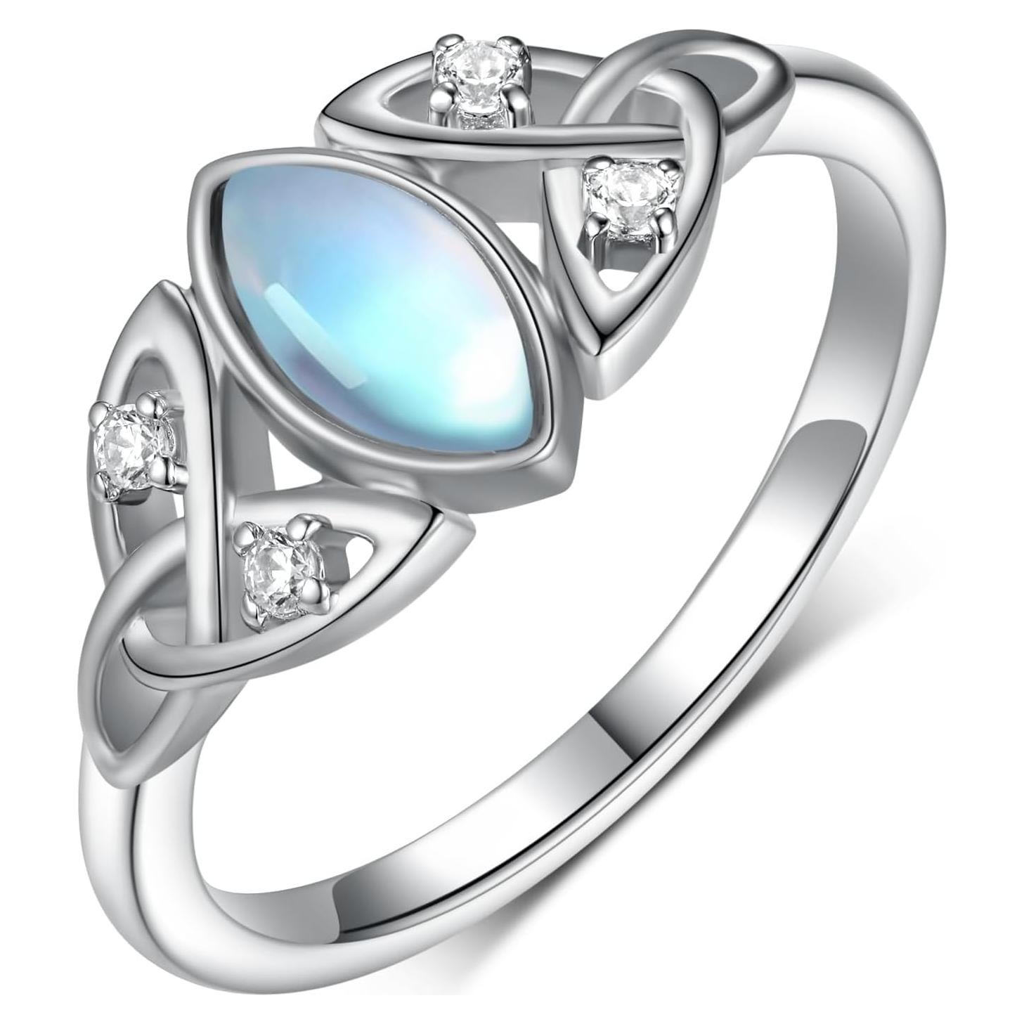 Anillo de Nudo Celta PEIREARA Plata 925 con Piedra de Luna