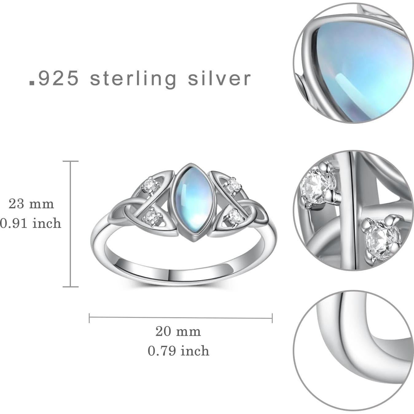 Anillo de Nudo Celta PEIREARA Plata 925 con Piedra de Luna