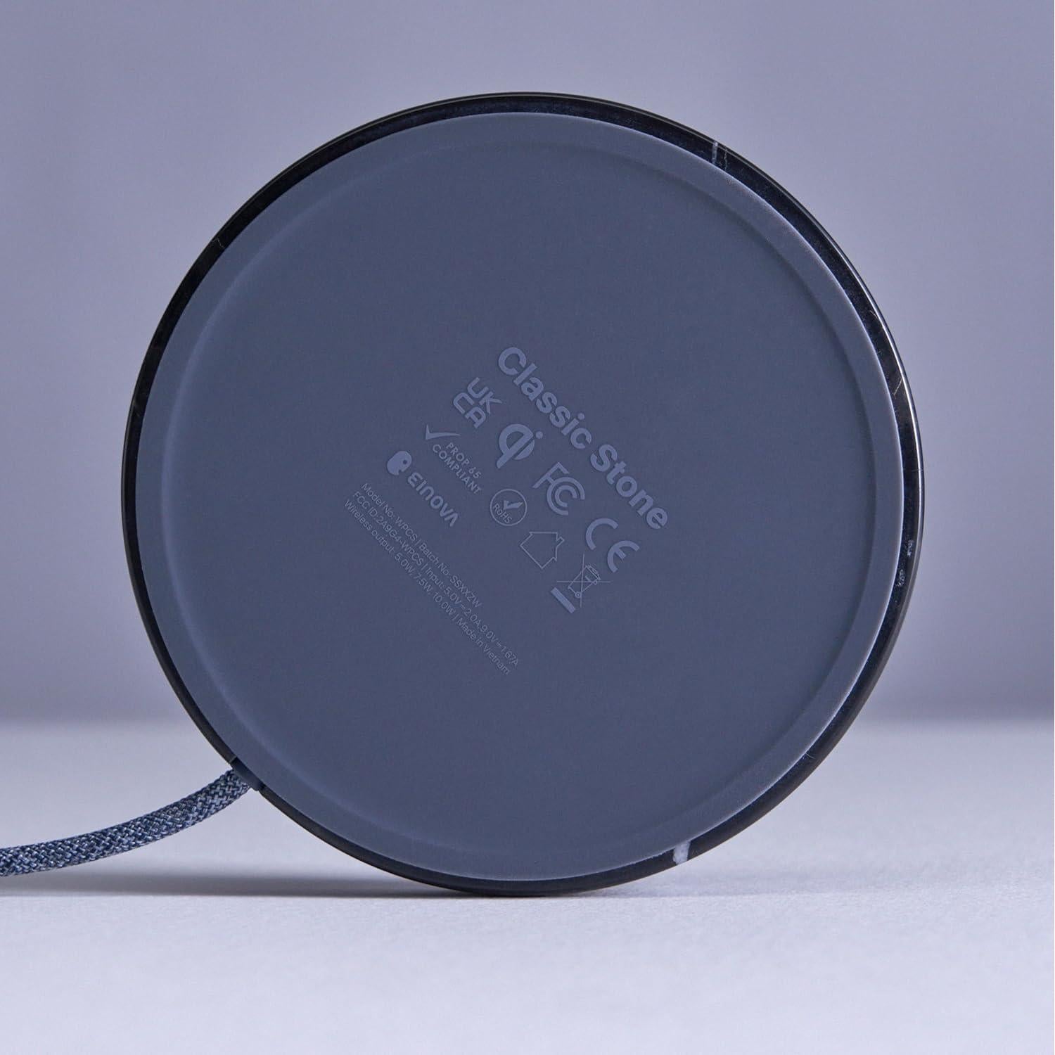 Cargador Inalámbrico Einova Classic Stone de Mármol Negro