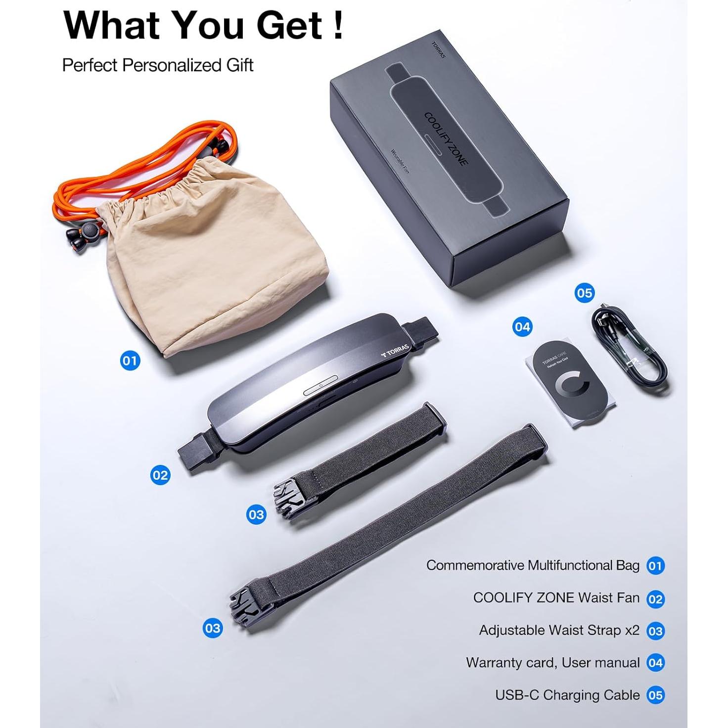 Ventilador Portátil de Cintura TORRAS COOLiFY Zona 3 Negro