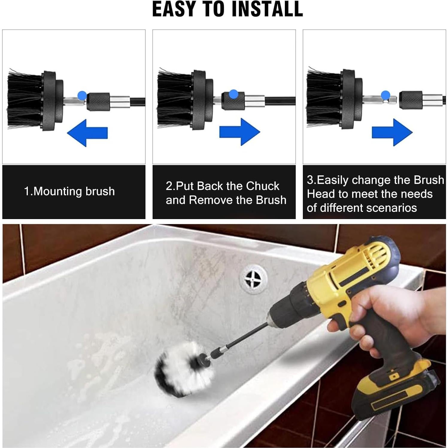 Juego de 8 Accesorios de Cepillo de Limpieza ETOUPA Negro