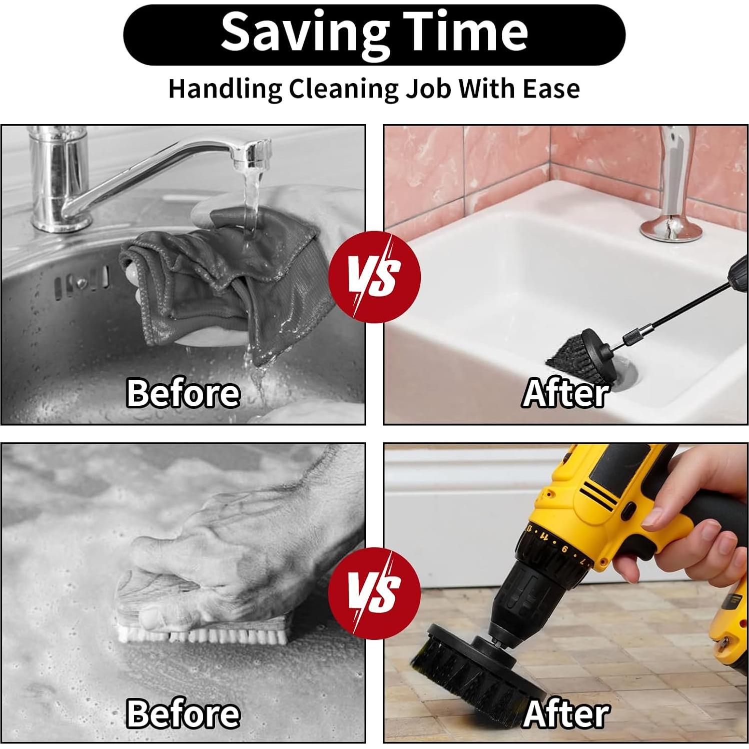 Juego de 8 Accesorios de Cepillo de Limpieza ETOUPA Negro