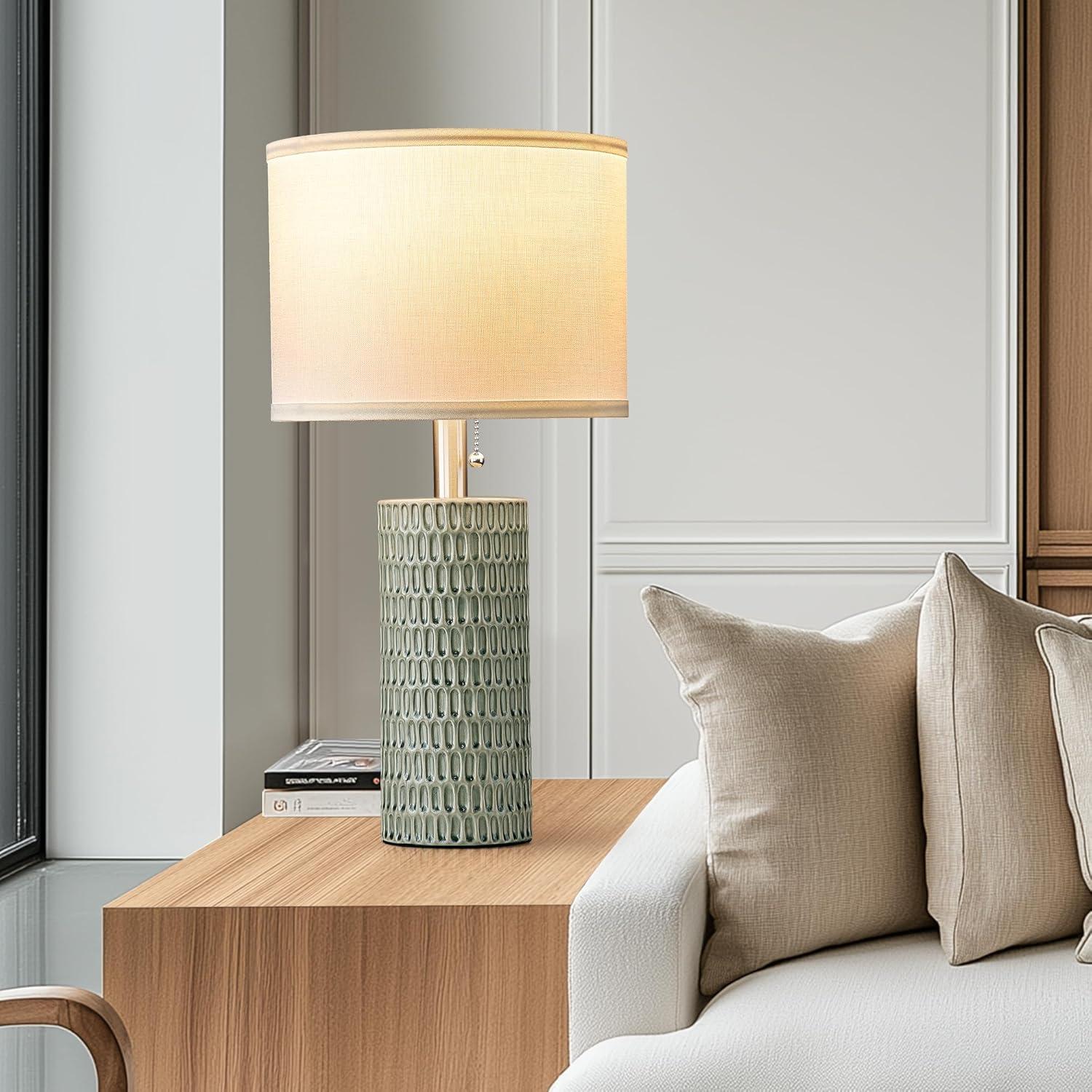 Juego de 2 Lámparas de Mesa Cerámica Reaketon Verde 50.8 cm