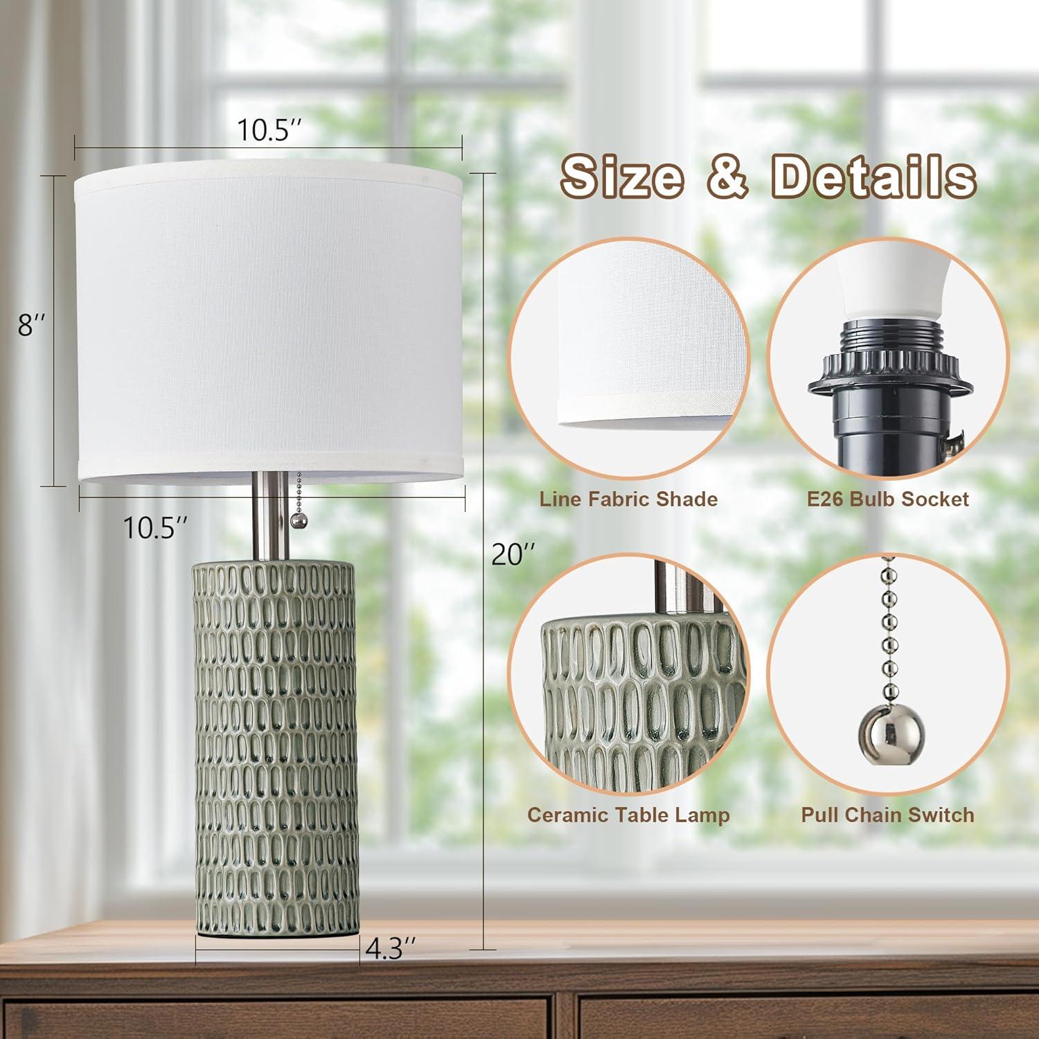 Juego de 2 Lámparas de Mesa Cerámica Reaketon Verde 50.8 cm