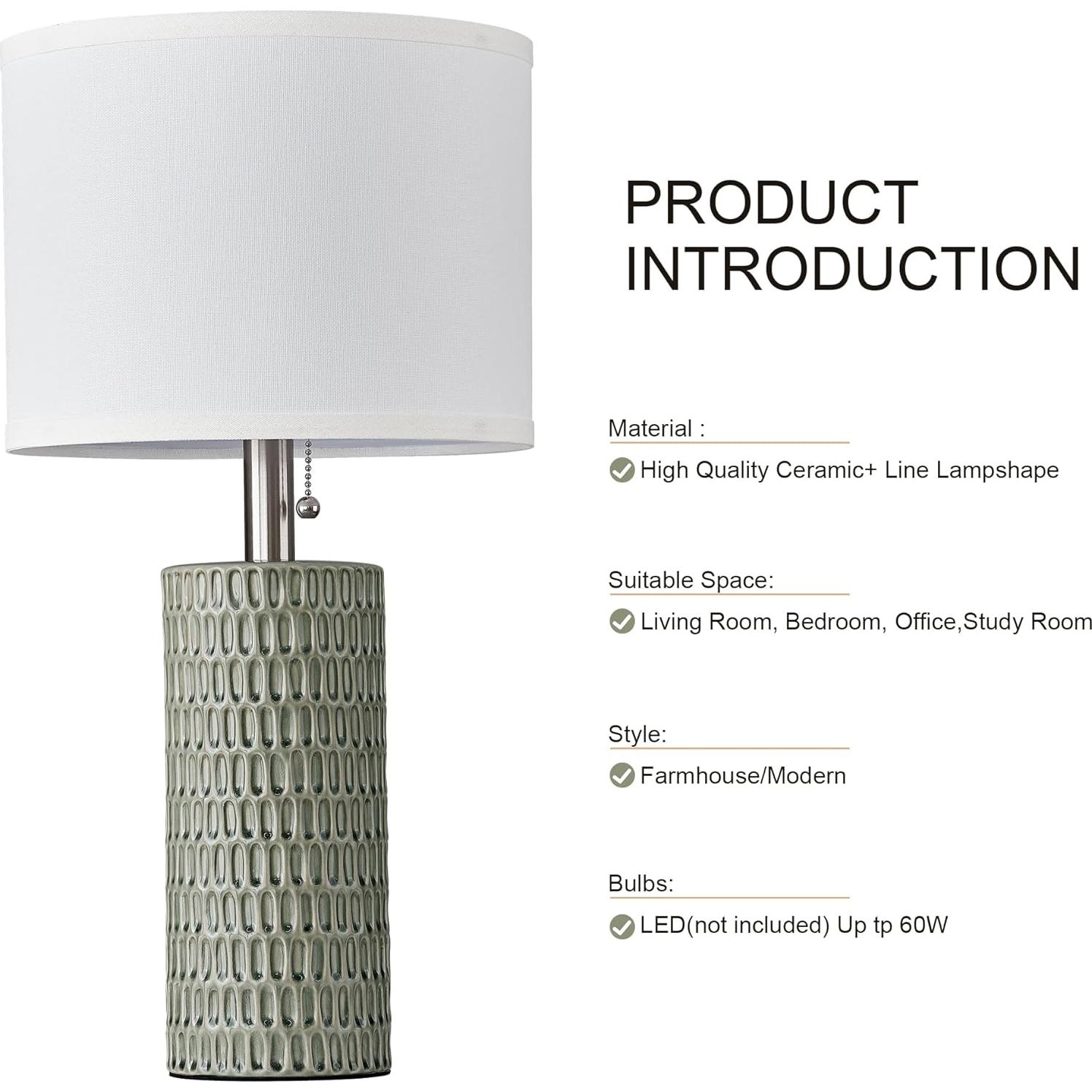 Juego de 2 Lámparas de Mesa Cerámica Reaketon Verde 50.8 cm