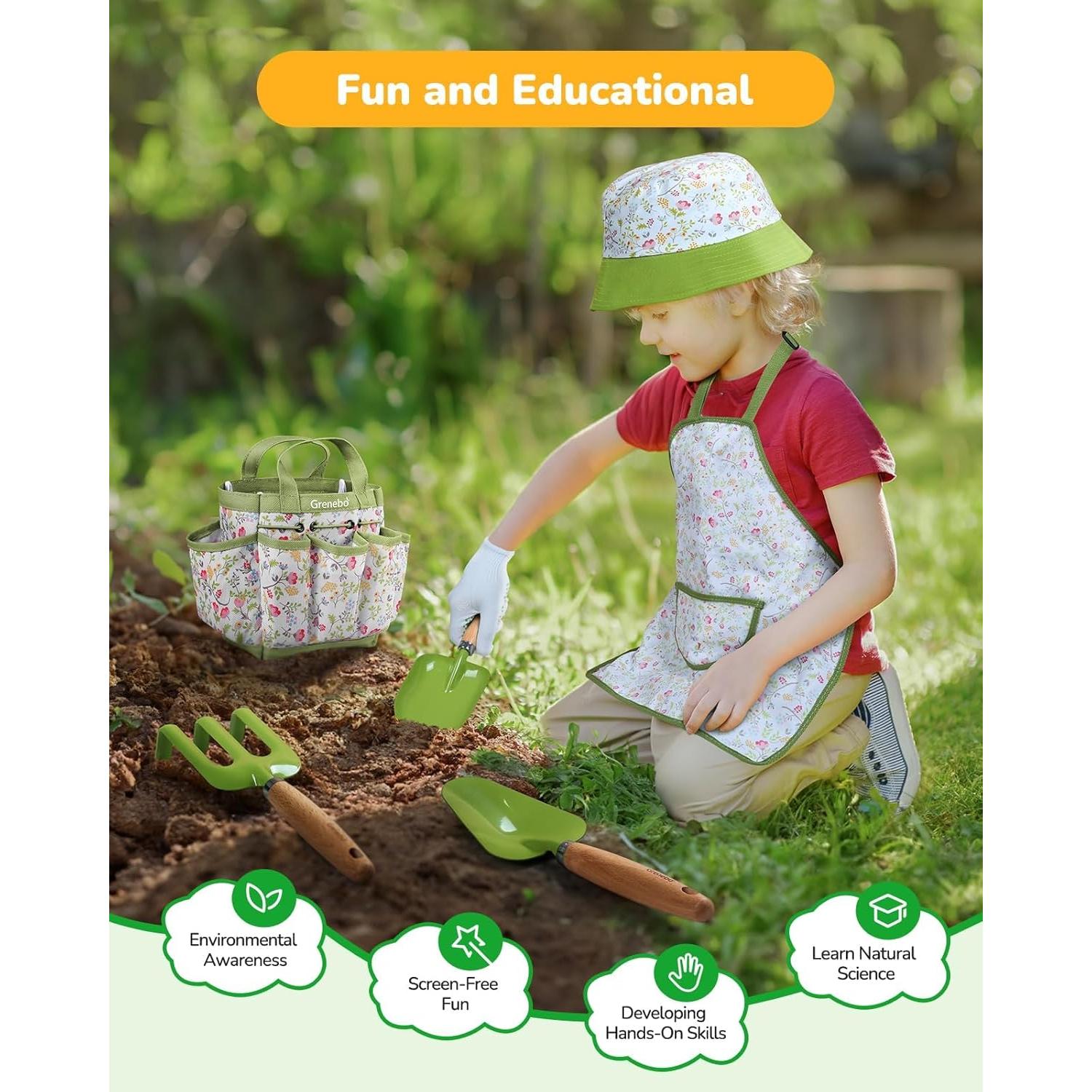 Set de Jardinería para Niños Grenebo 9 Piezas Verde