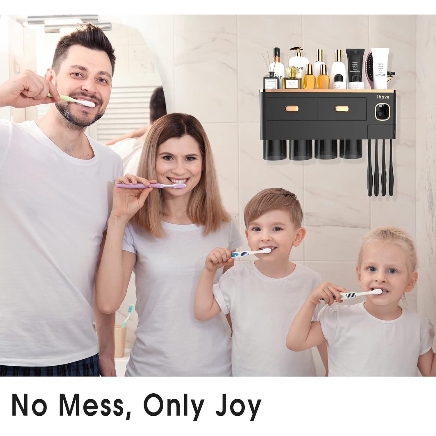 Soporte para Cepillos de Dientes iHave 4 Tazas Montado en Pared