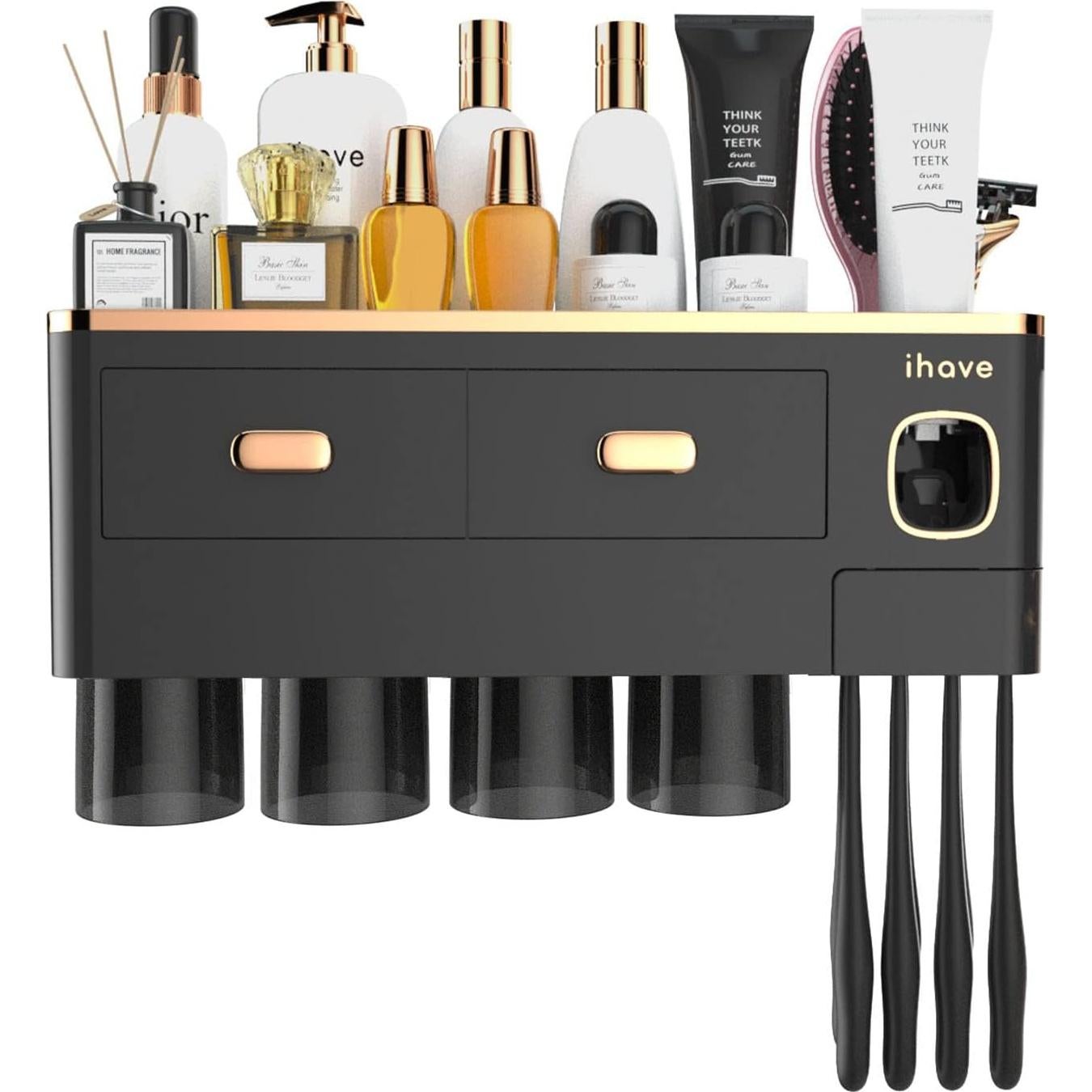 Soporte para Cepillos de Dientes iHave 4 Tazas Montado en Pared