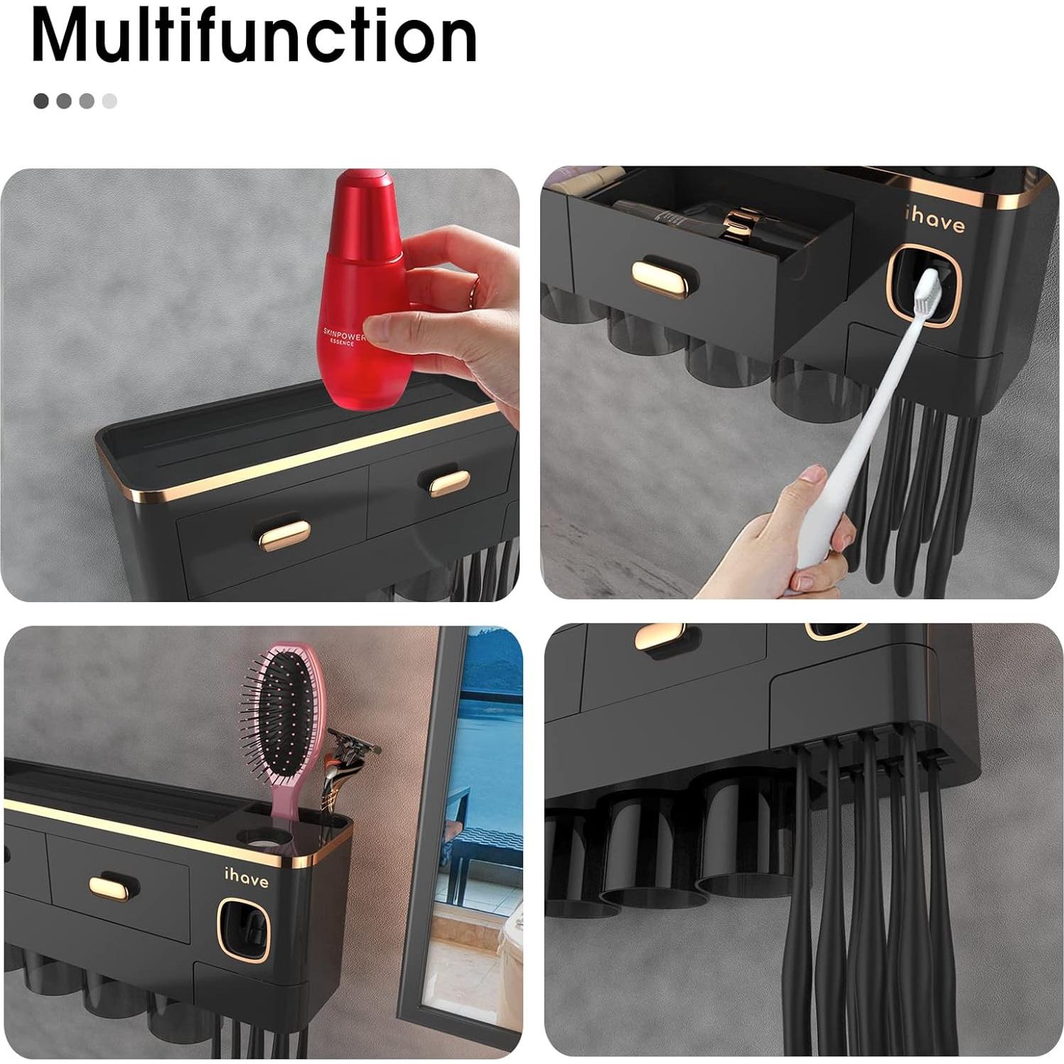 Soporte para Cepillos de Dientes iHave 4 Tazas Montado en Pared