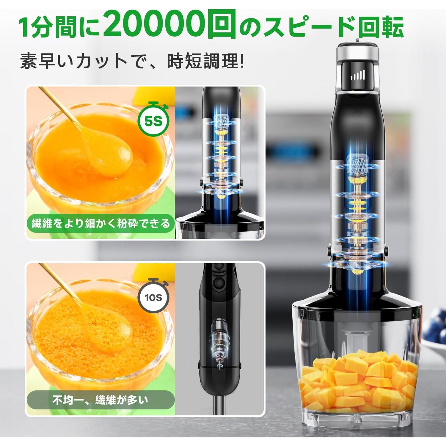 Batidora de Mano Inmersión BESROY HB-6006 1100W 5 en 1