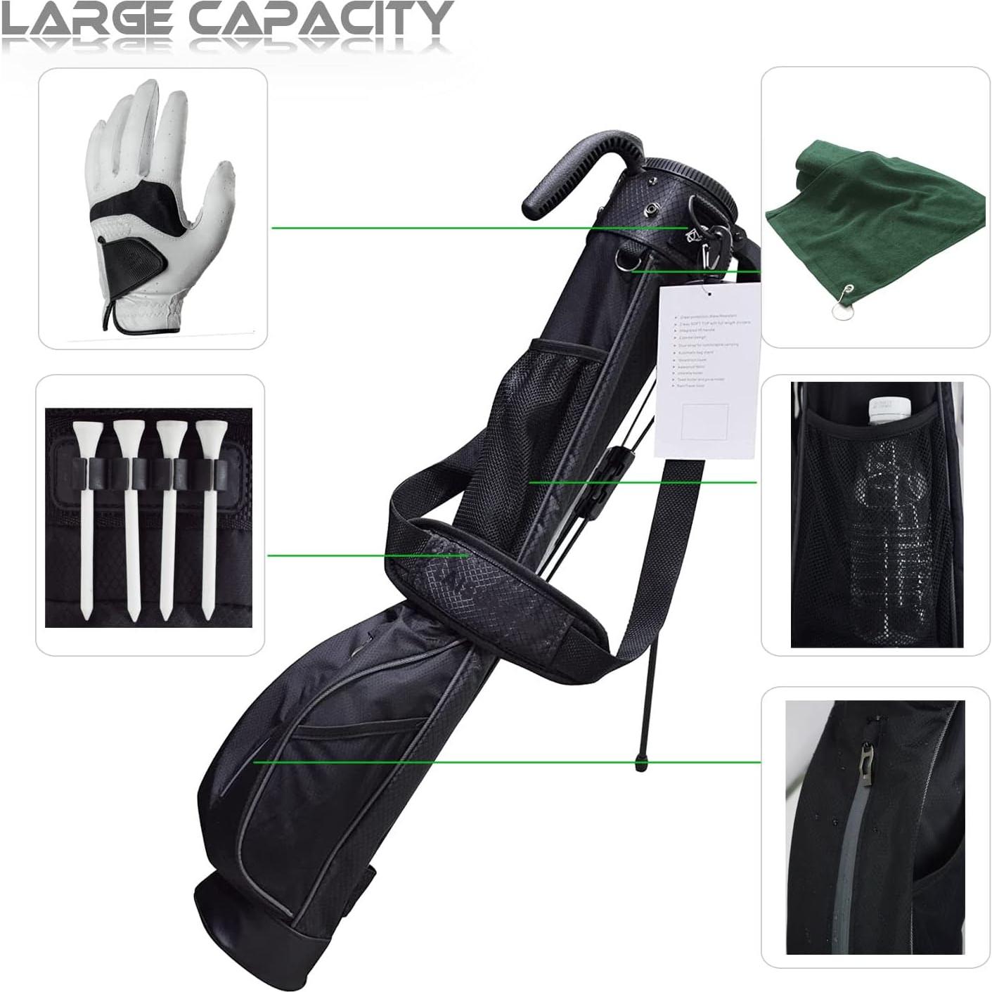 Bolsa de Golf de Pie LAISUNTIM Negra 2 Divisores Impermeable