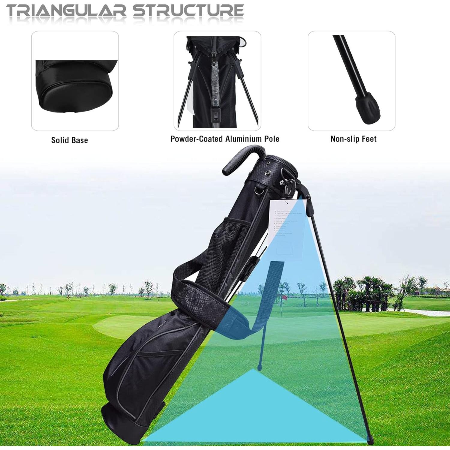 Bolsa de Golf de Pie LAISUNTIM Negra 2 Divisores Impermeable